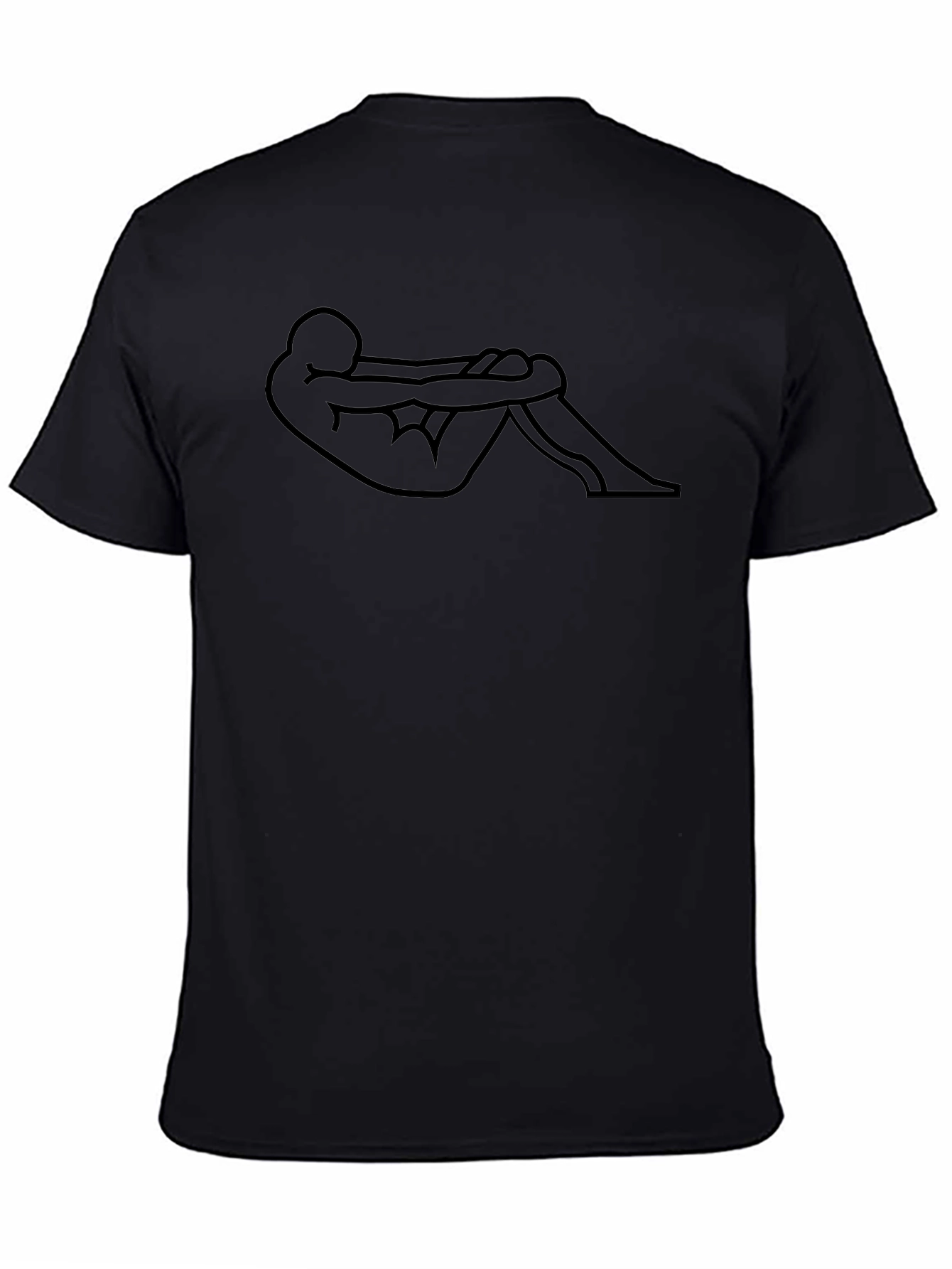 Minimalist Outline Man in Fetal Position Black T-Shirt - 4
