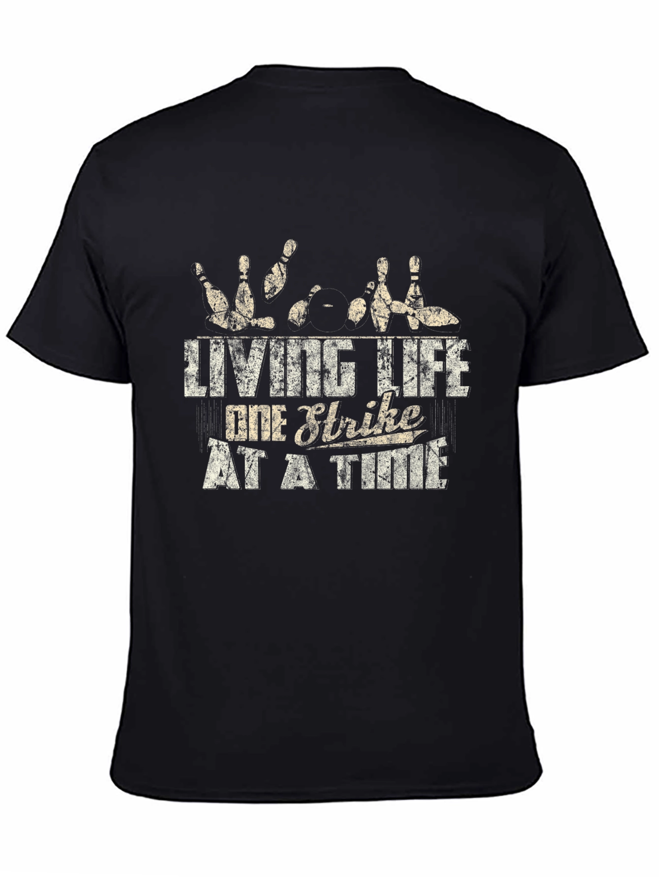 Black Bowling Strike Graphic Tee - Live Life One Strike at a Time view 4