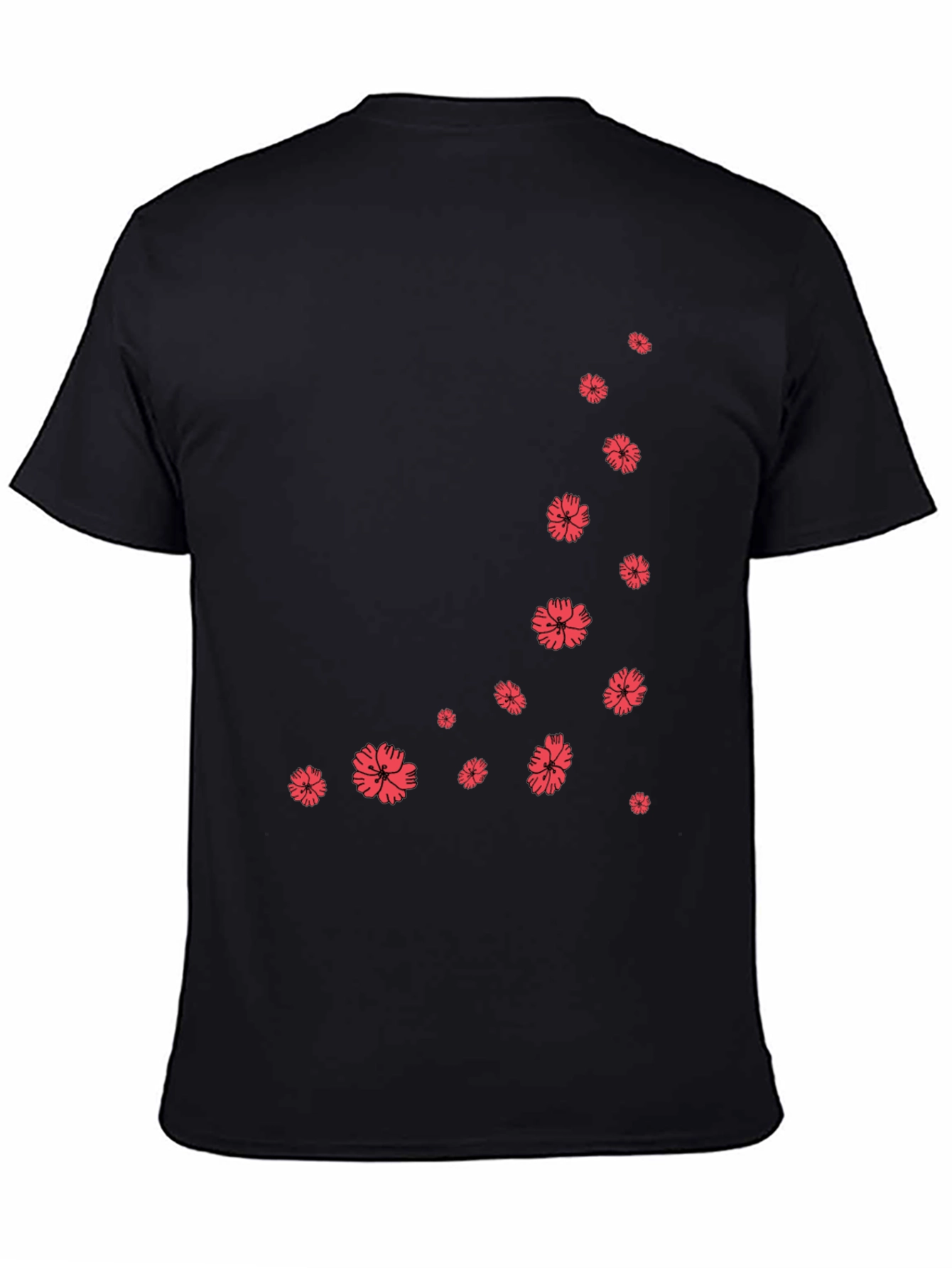 Black Floral Graphic Tee - Black Cotton Blend view 4
