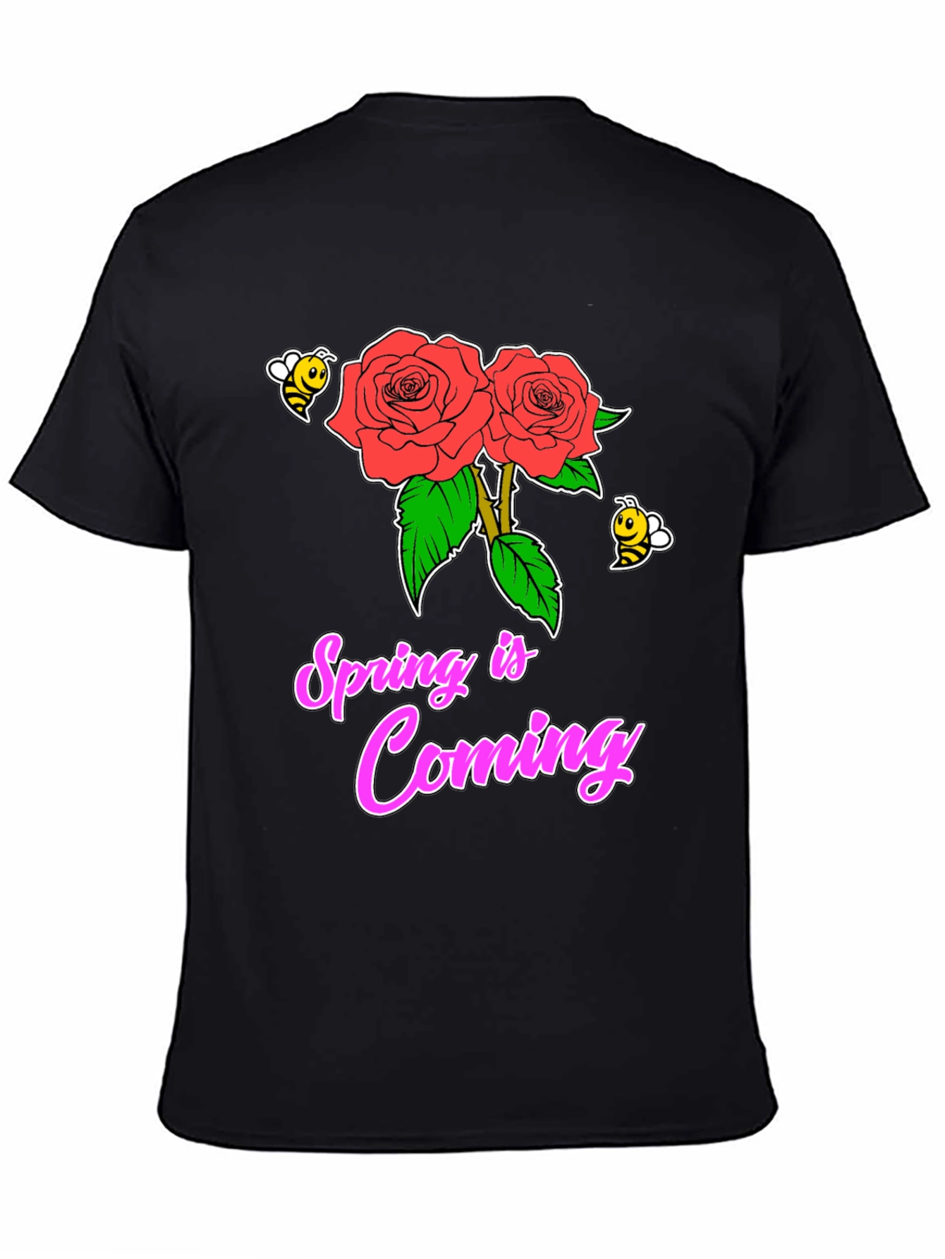 Black Spring is Coming Roses T-Shirt view 4