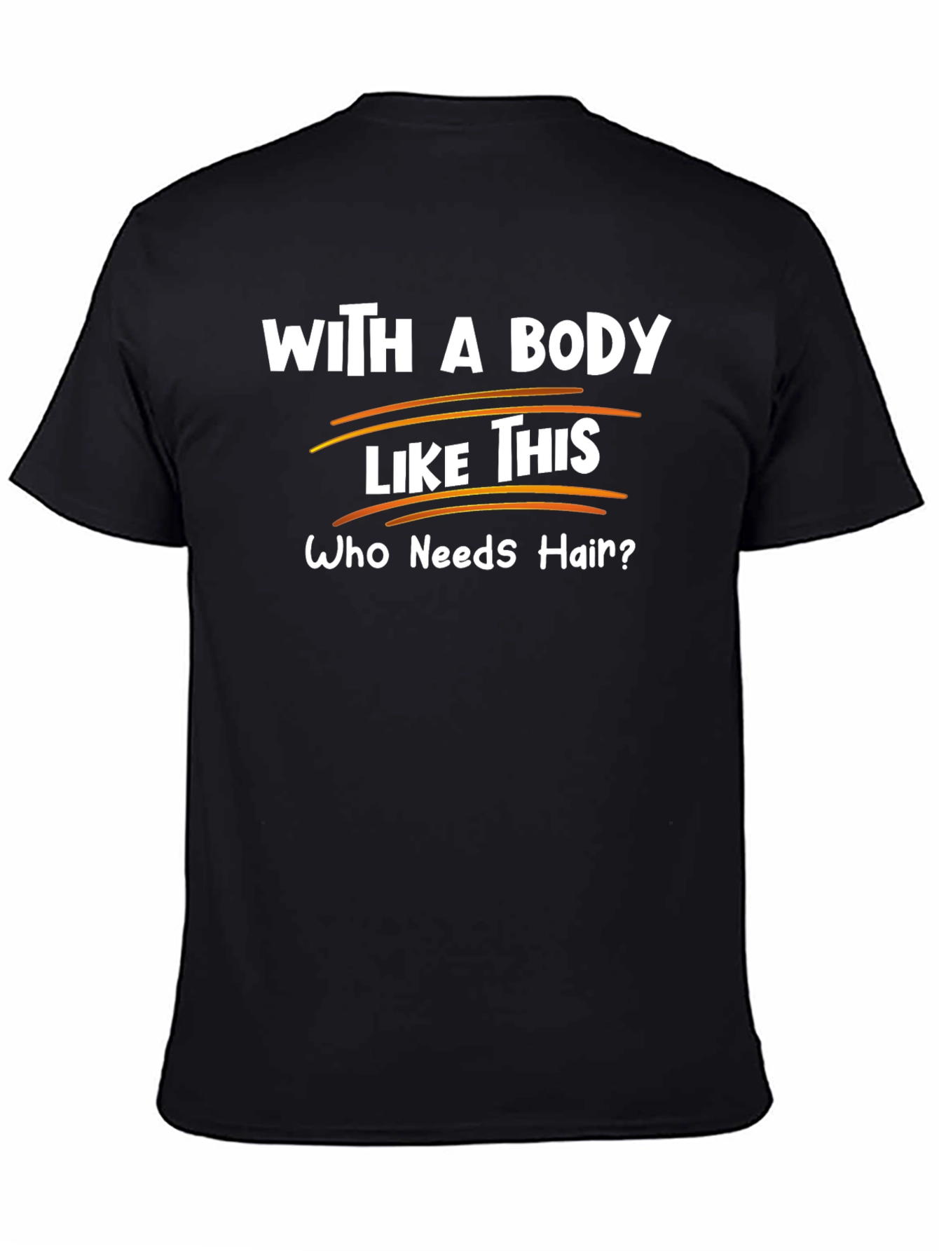 Black Funny Bald Body T-Shirt view 4