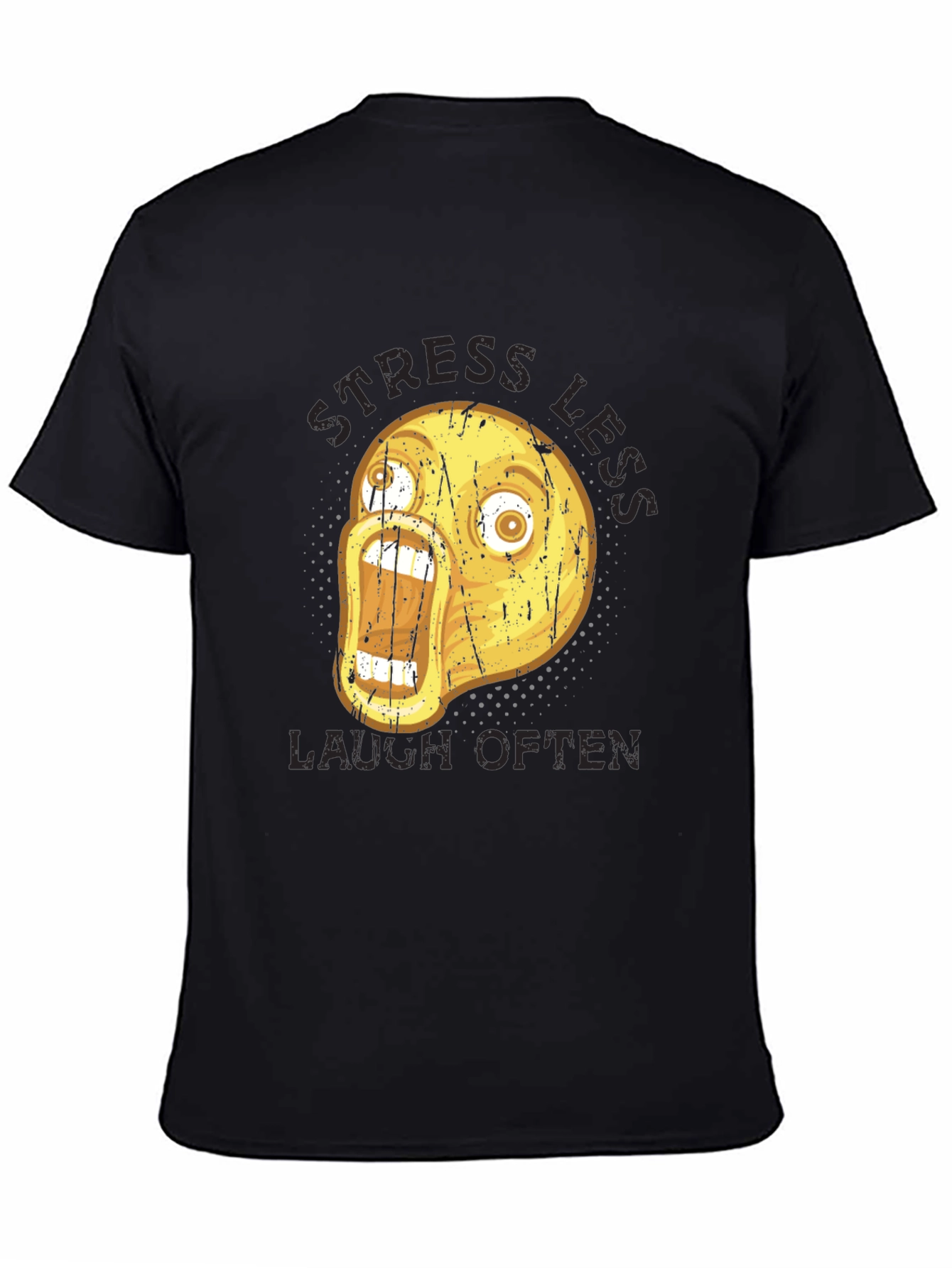 Black Stress Less Laugh Often Graphic Tee view 4