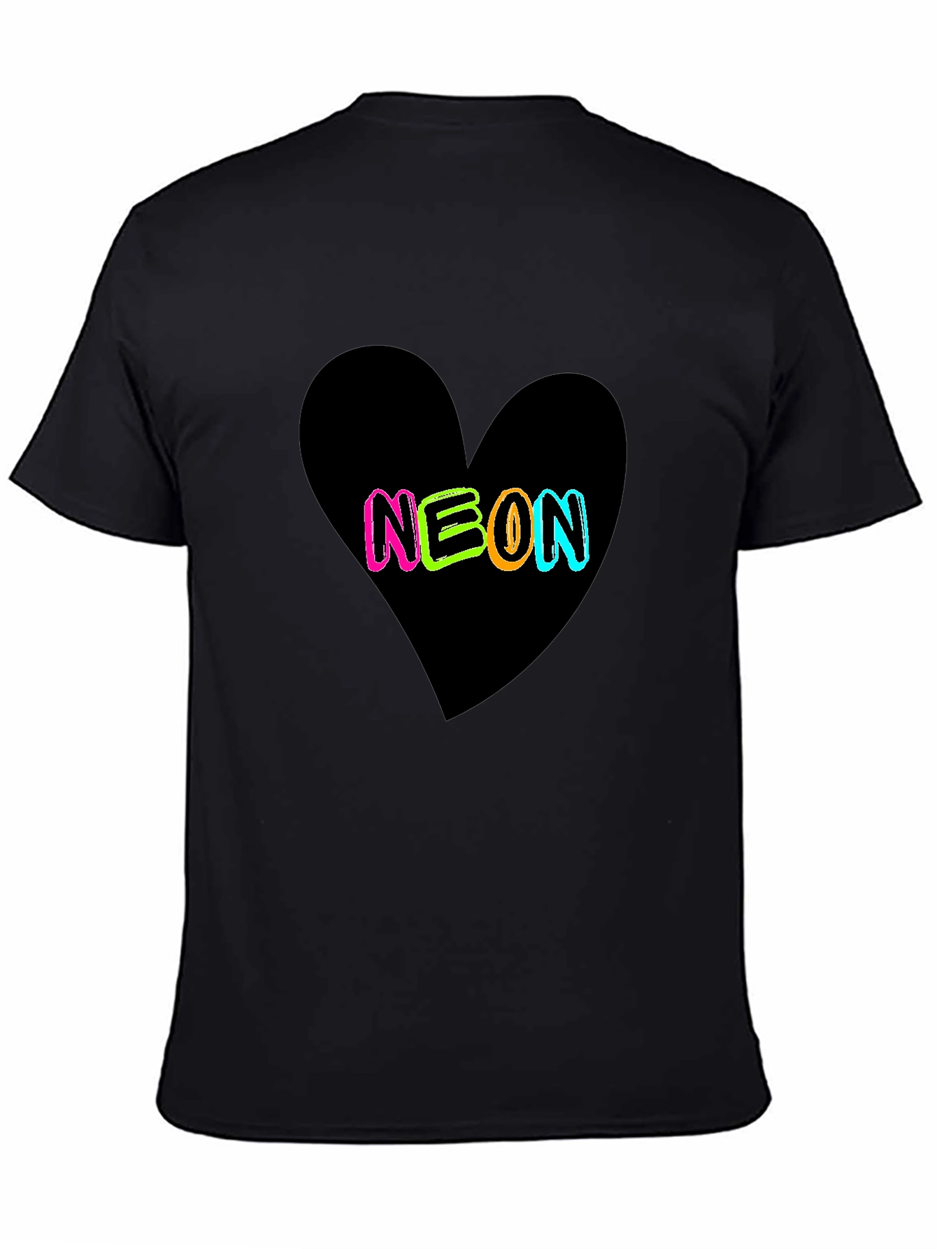 Black Neon Heart Graphic Black T-Shirt view 4