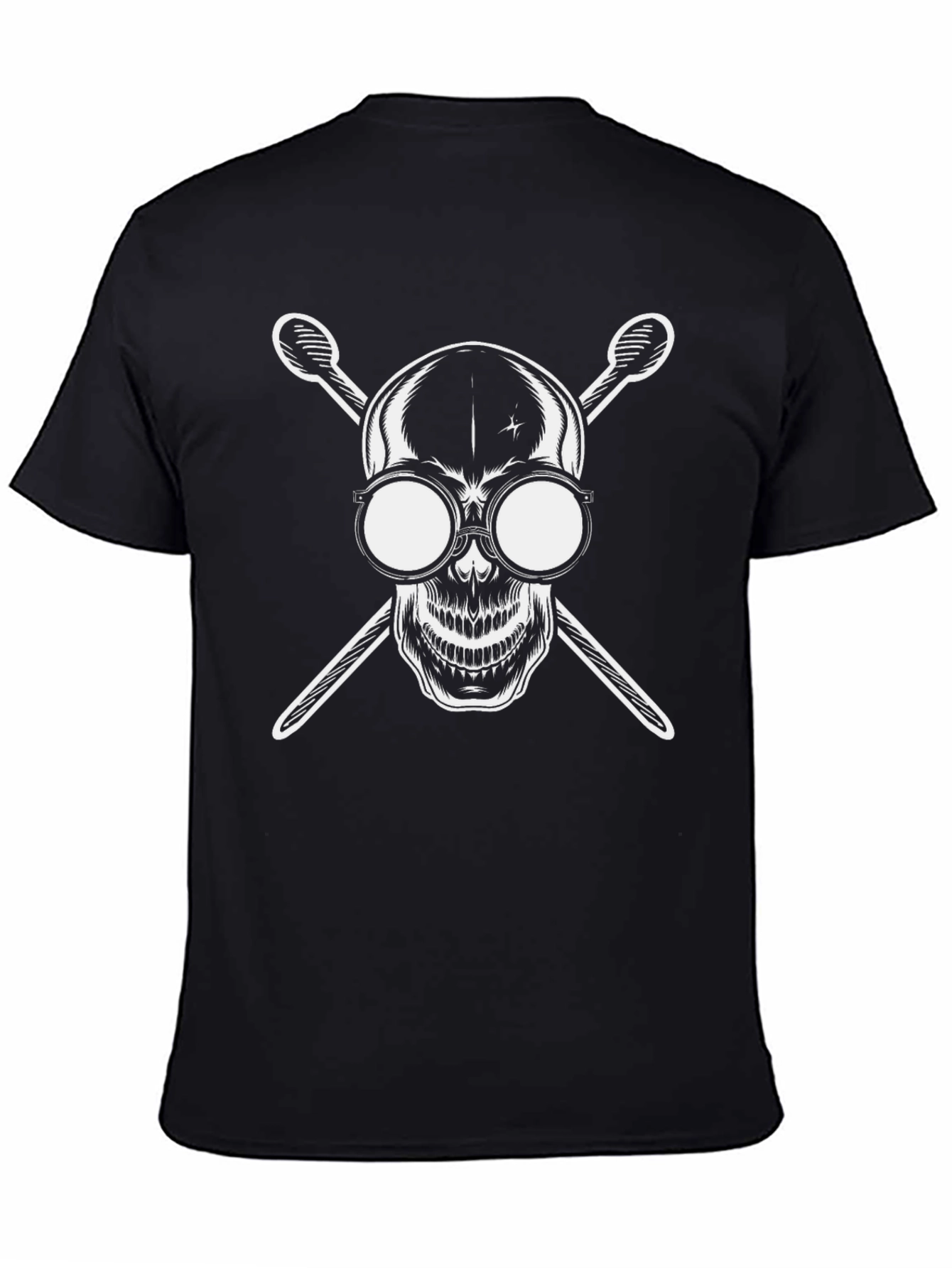 Black Skull & Sticks Graphic T-Shirt - Black view 4