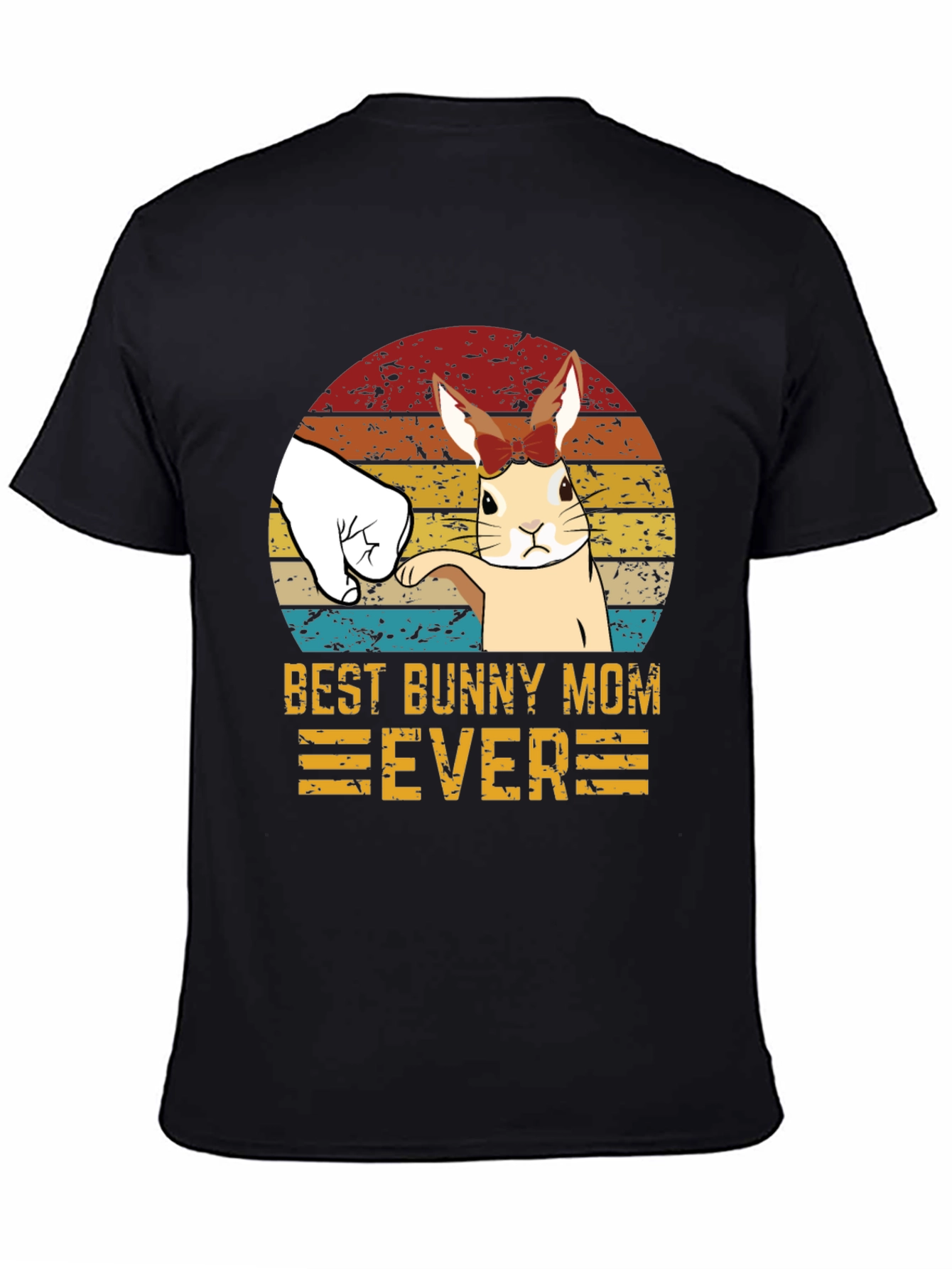 Black Best Bunny Mom Ever T-Shirt view 4