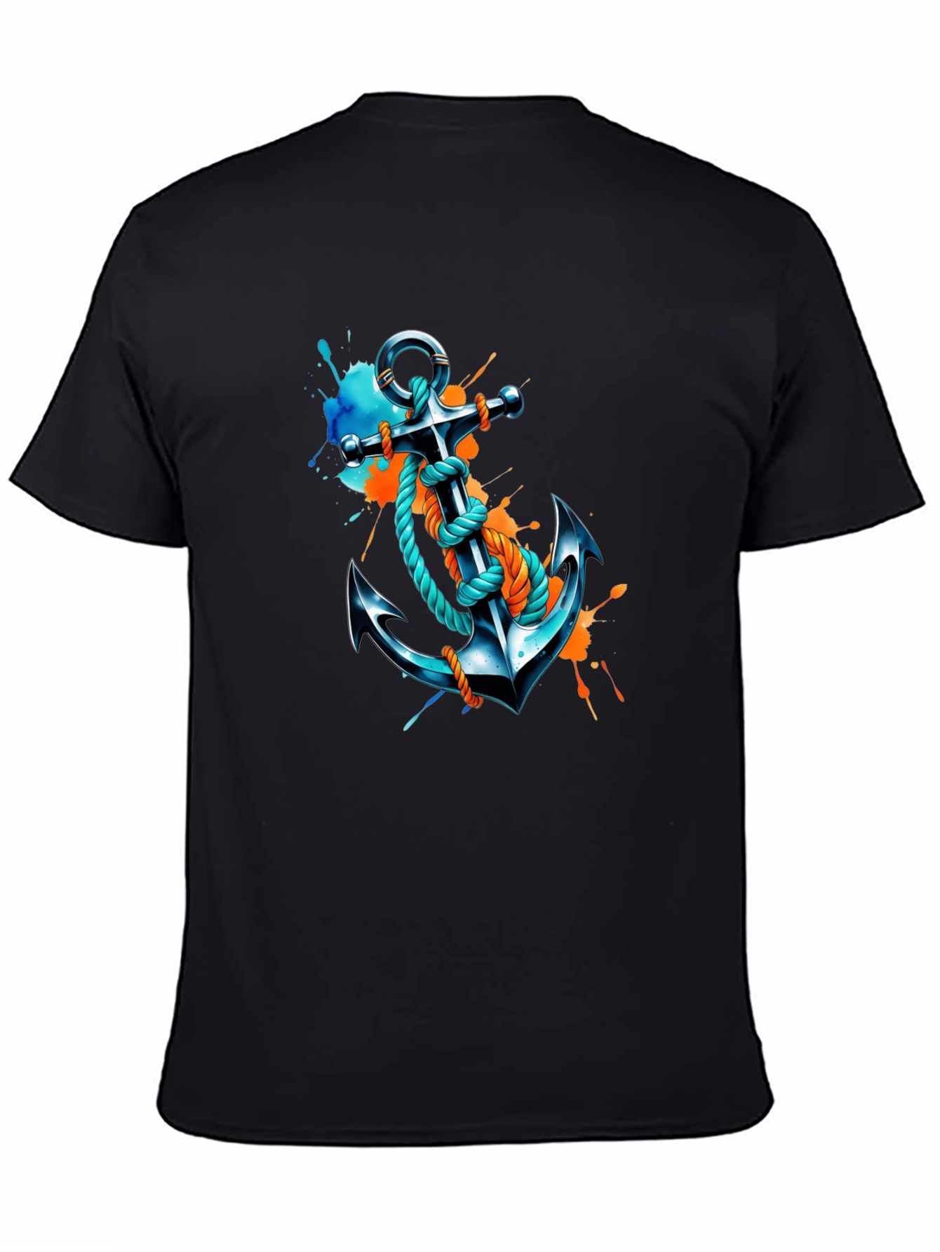 Black Anchor Graphic T-Shirt - Artistic Nautical Tee view 4