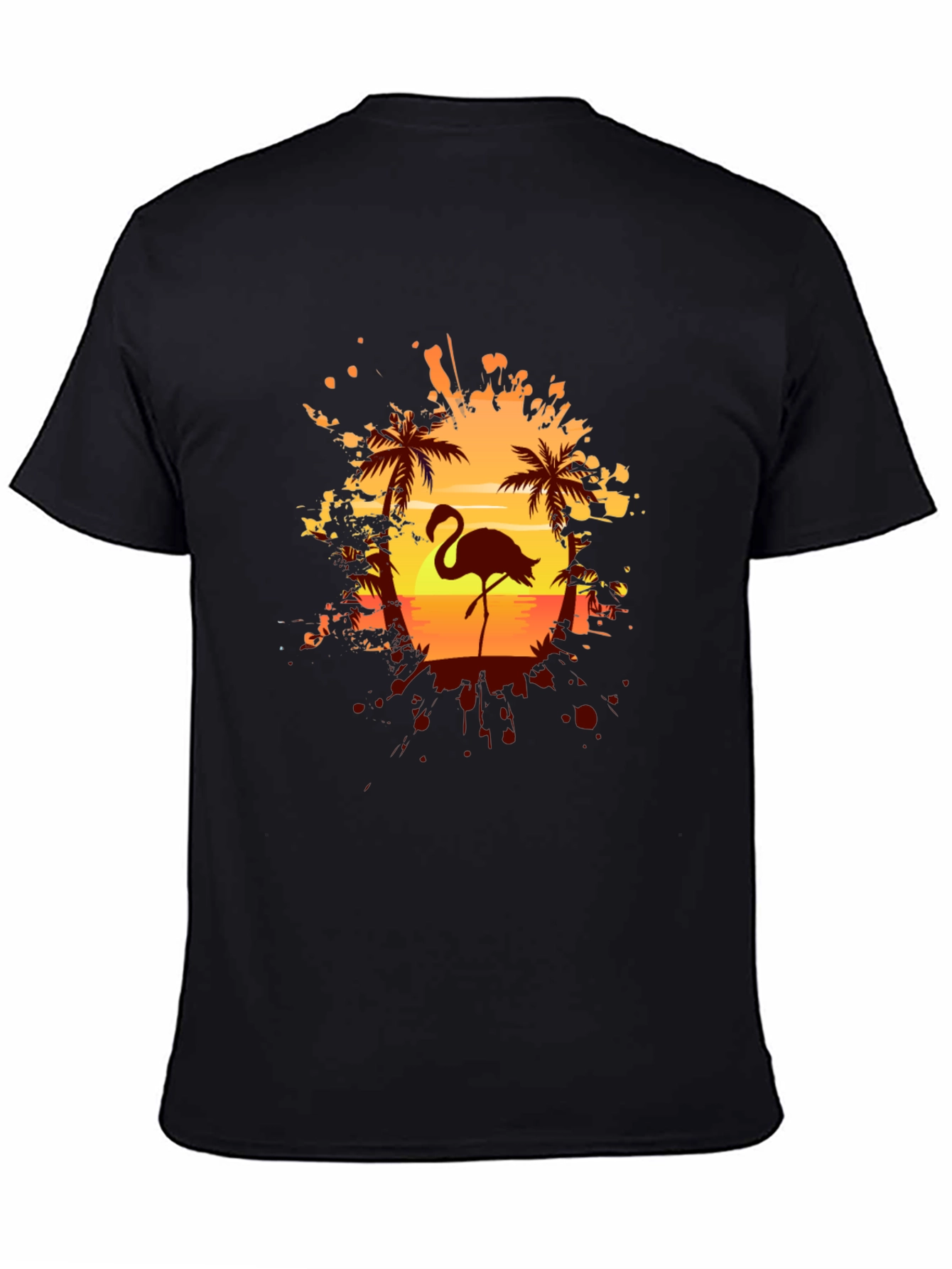 Black Flamingo Sunset Graphic Tee - Tropical Vibes view 4