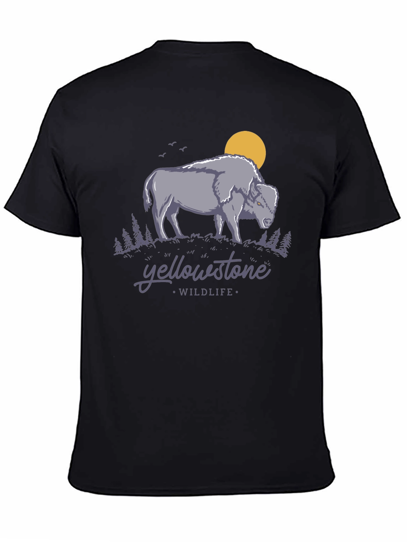 Black Yellowstone Wildlife Graphic Tee - Bison Design view 4