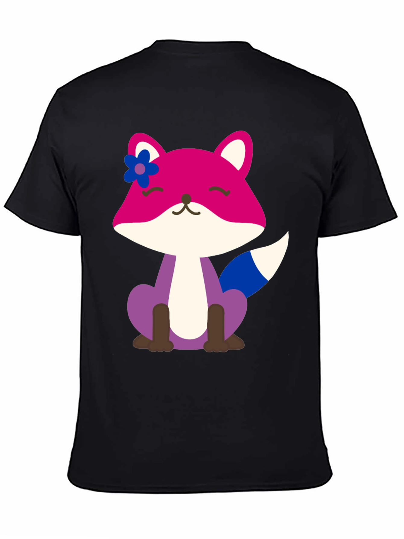 Black Cute Fox Bi Pride T-Shirt - Soft Cotton Blend view 4