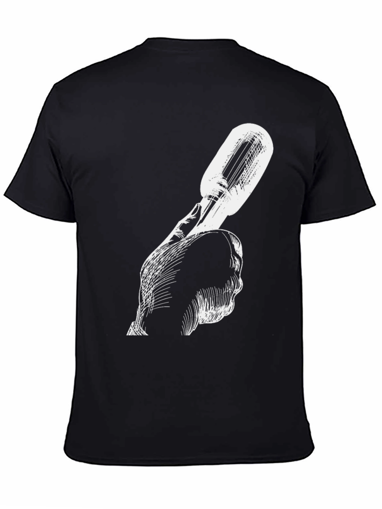 Black Unique Black Tee with Microphone Graphic view 4