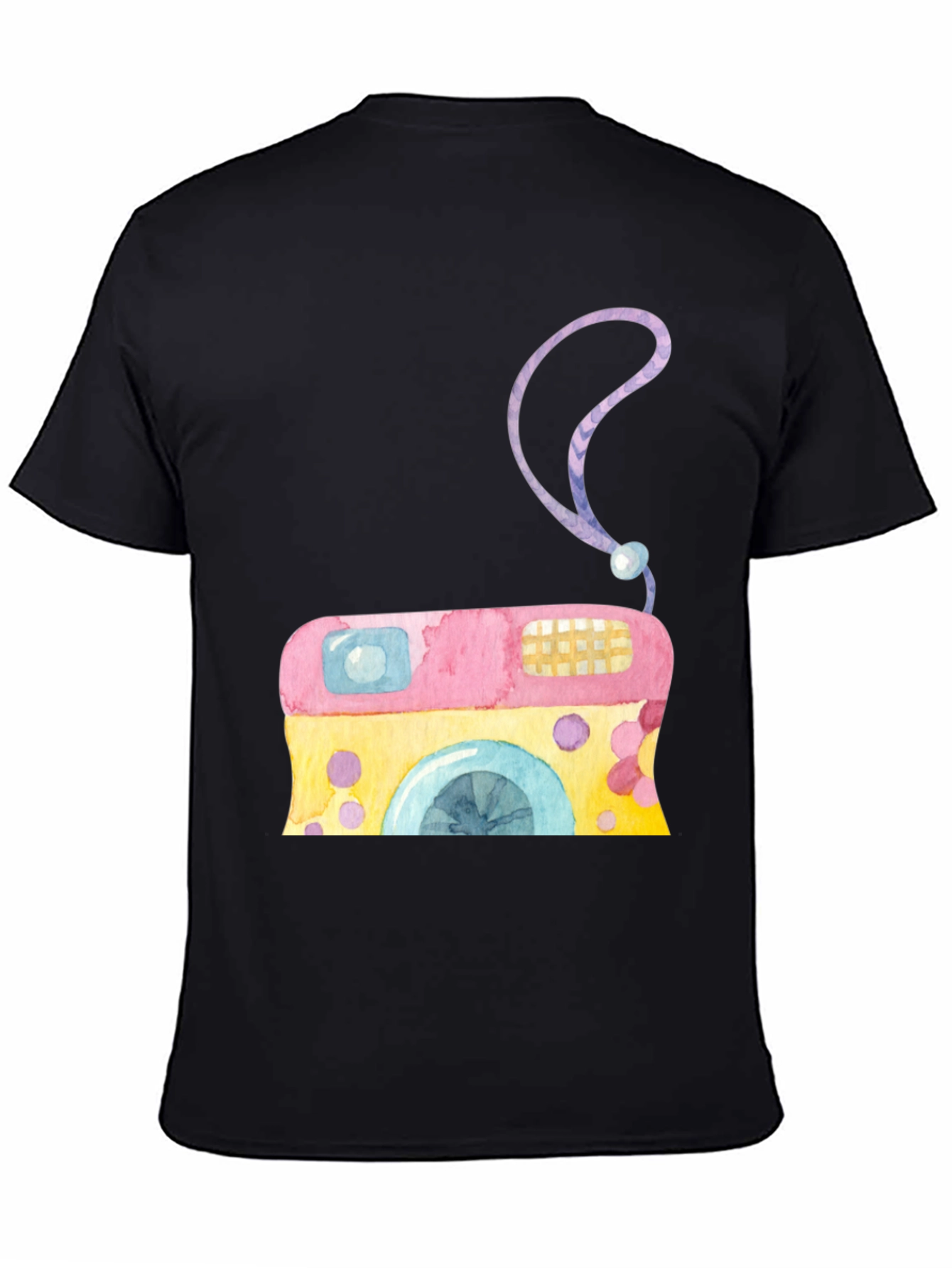 Black Watercolor Camera Graphic Tee view 4