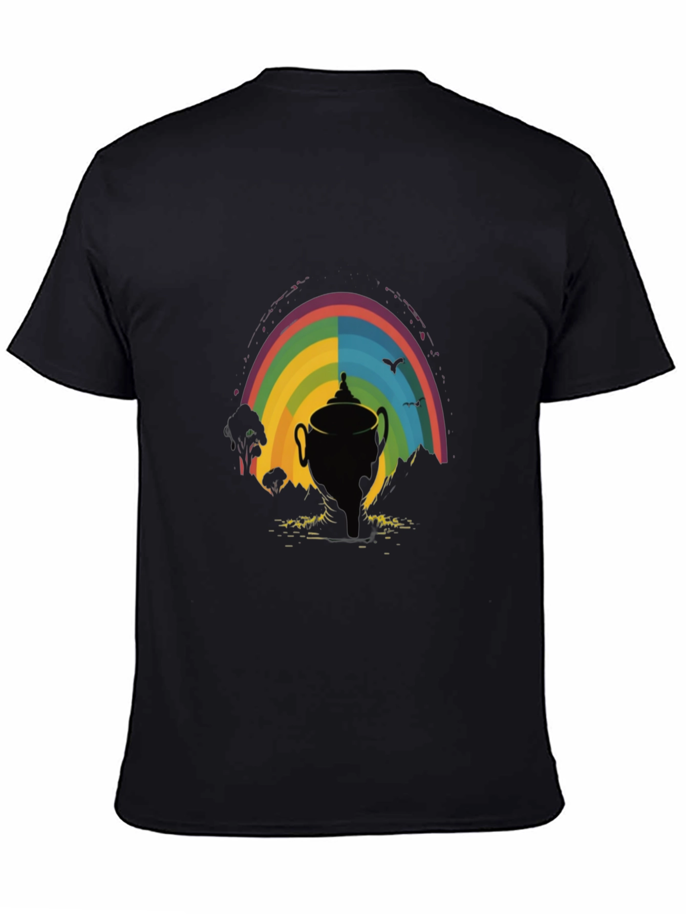 Black Rainbow Trophy Graphic Tee - Black Cotton Shirt view 4