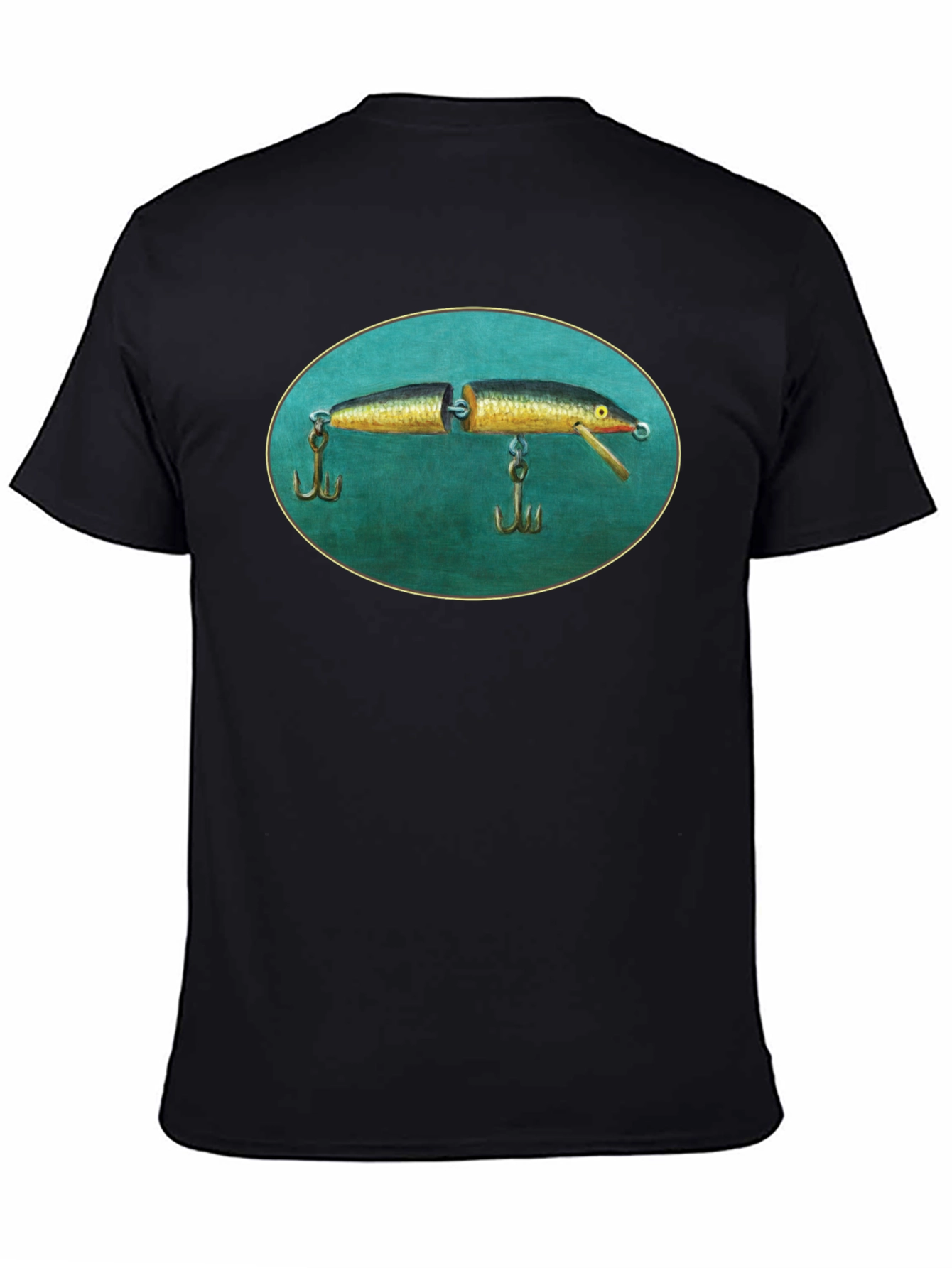 Black Vintage Fishing Lure Tee - Unique Graphic T-Shirt view 4