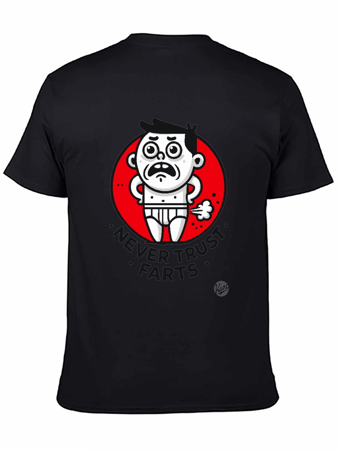 Black Funny Farting Man Graphic T-Shirt - Black view 4