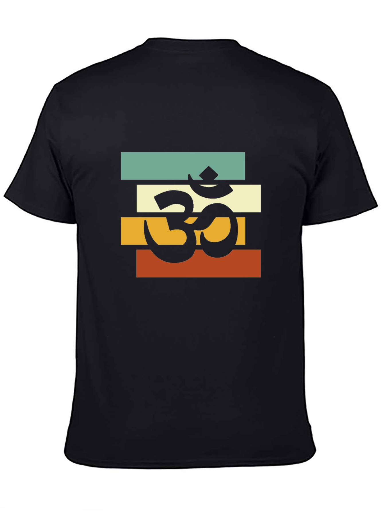 Black Om Retro Striped T-Shirt - Black view 4
