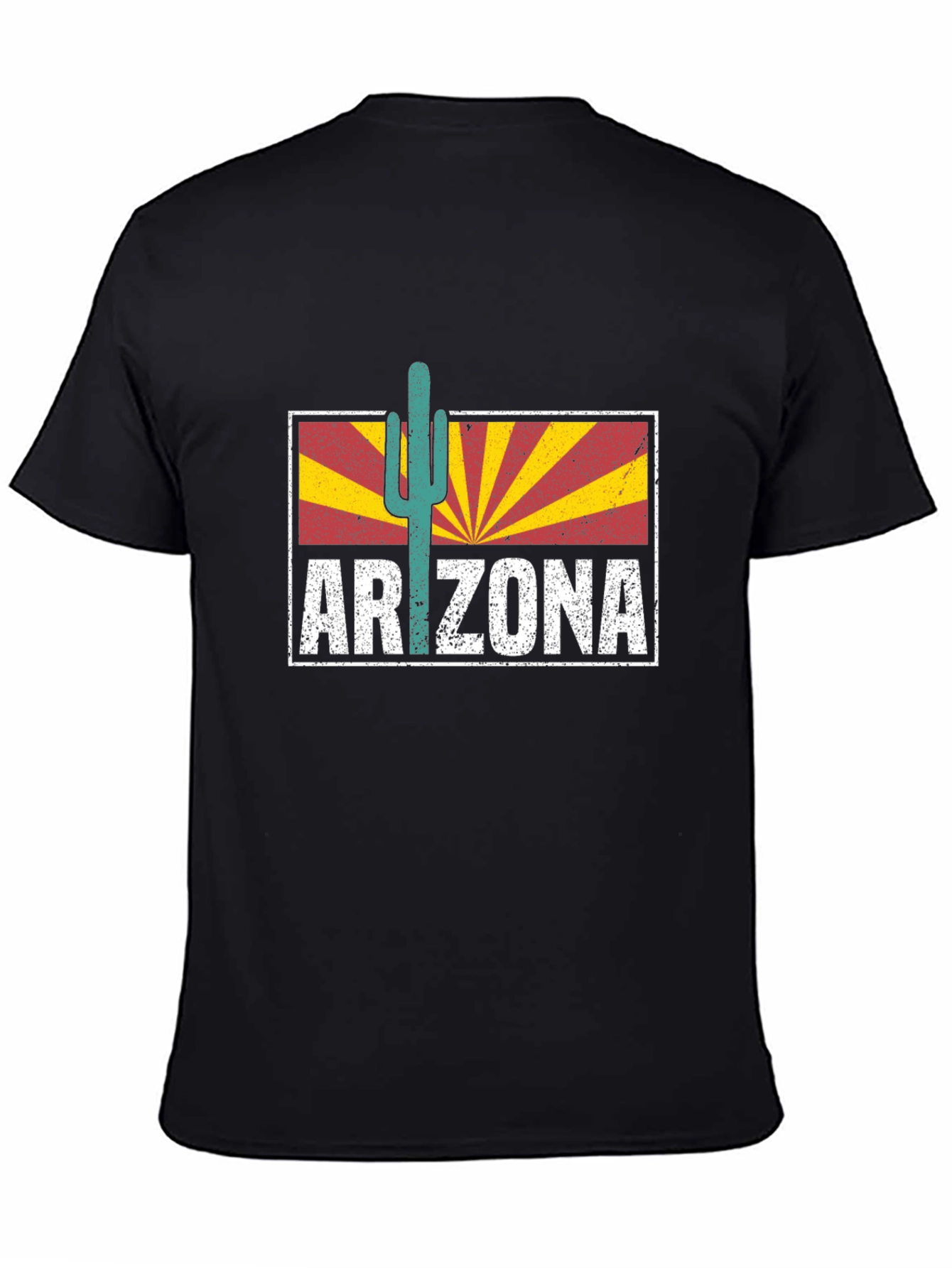 Black Arizona Retro Cactus T-Shirt view 4