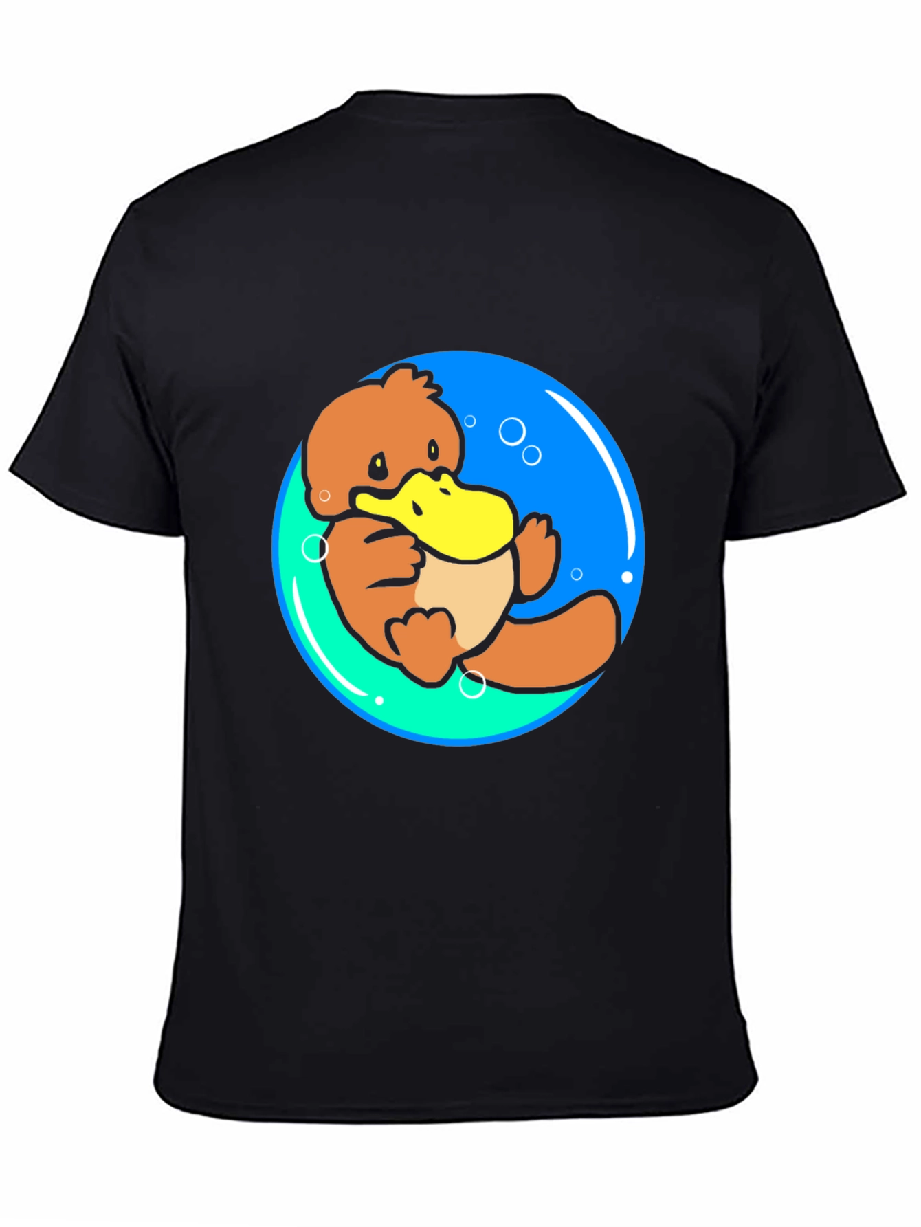 Black Psyduck T-Shirt - Cartoon Graphic Tee view 4
