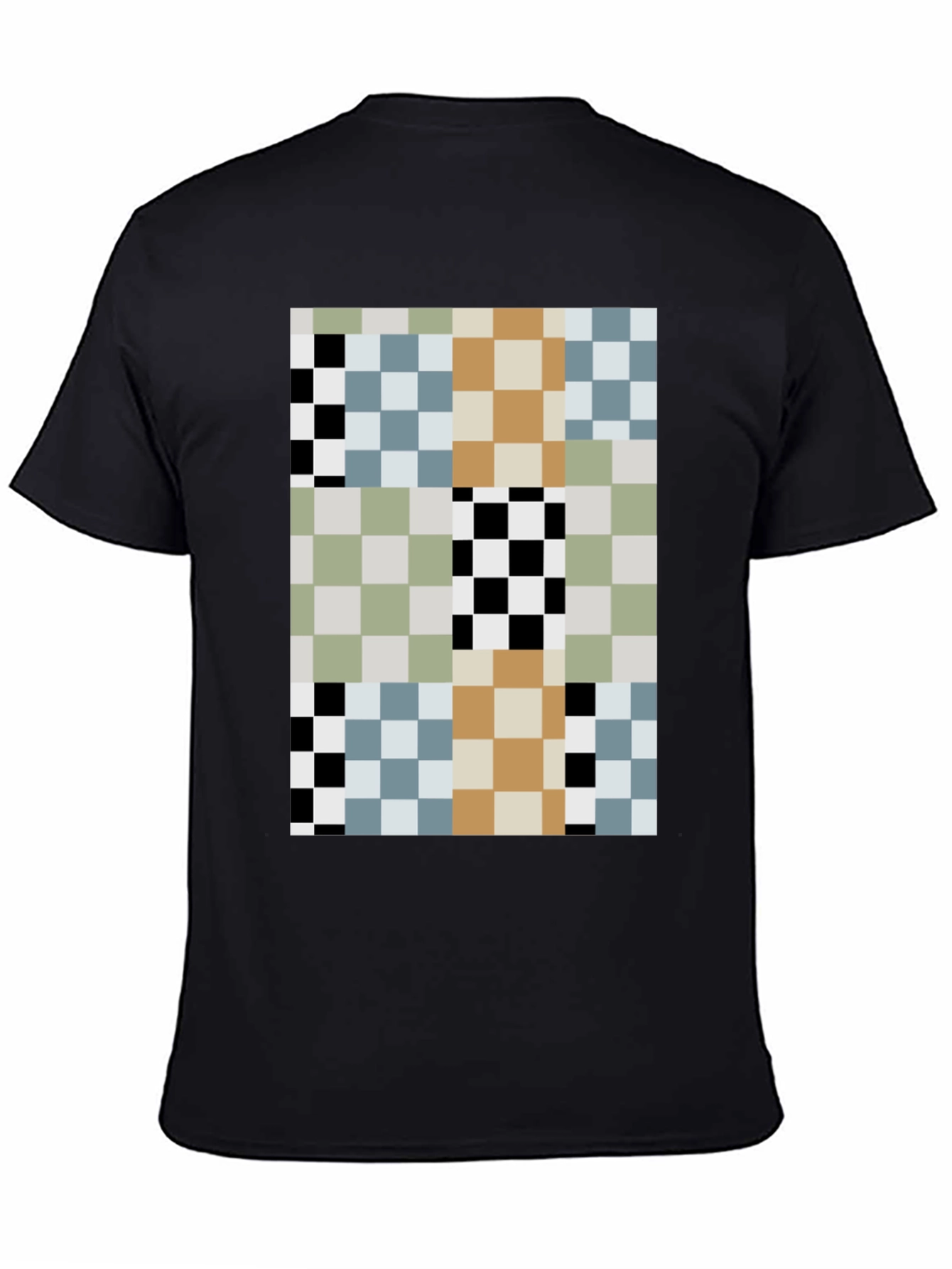 Black Pixelated Pattern T-Shirt - Modern Abstract Style view 4