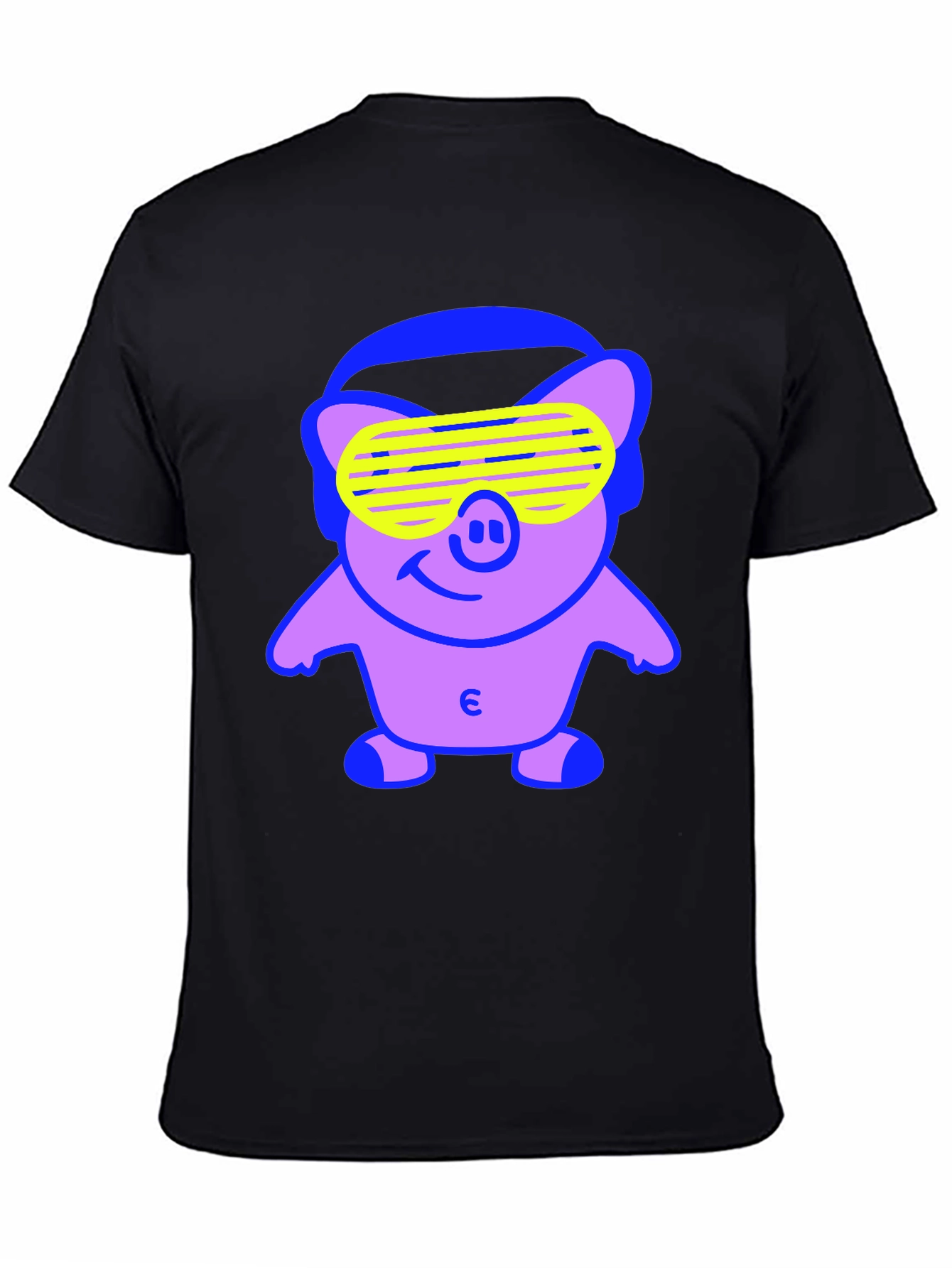 Black Cool Pig Graphic Tee - Black Cotton Blend view 4