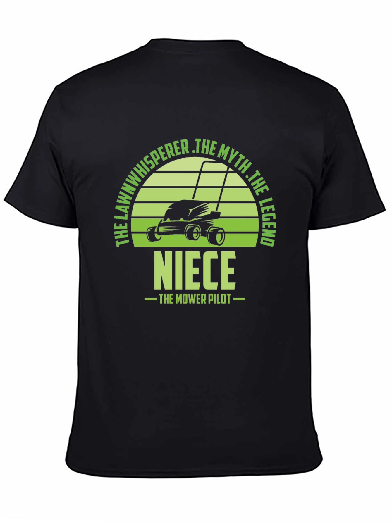 Black Niece the Lawn Mower Pilot T-Shirt view 4