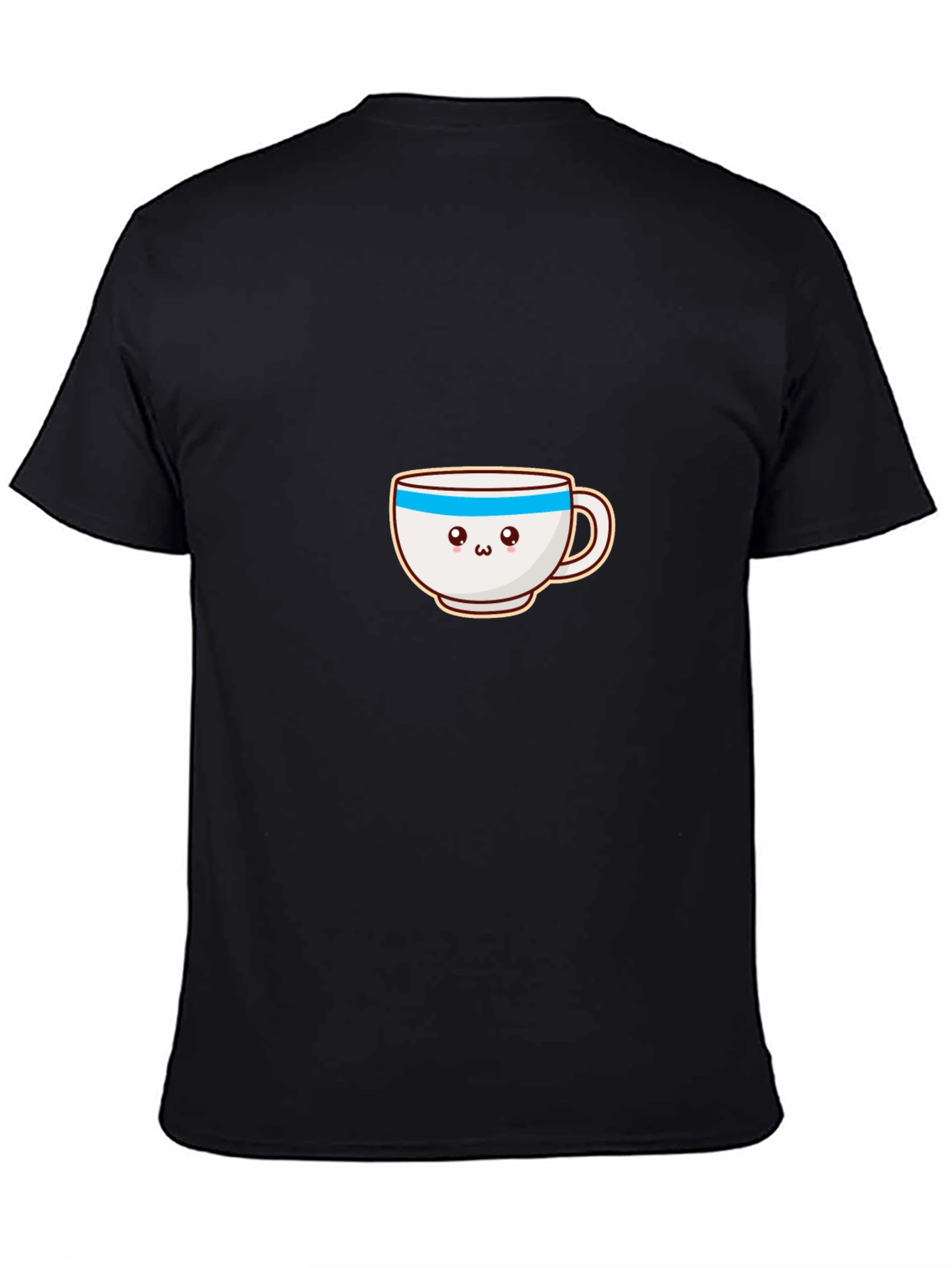 Cute Cartoon Coffee Cup Graphic Tee - Black Cotton Blend - 4