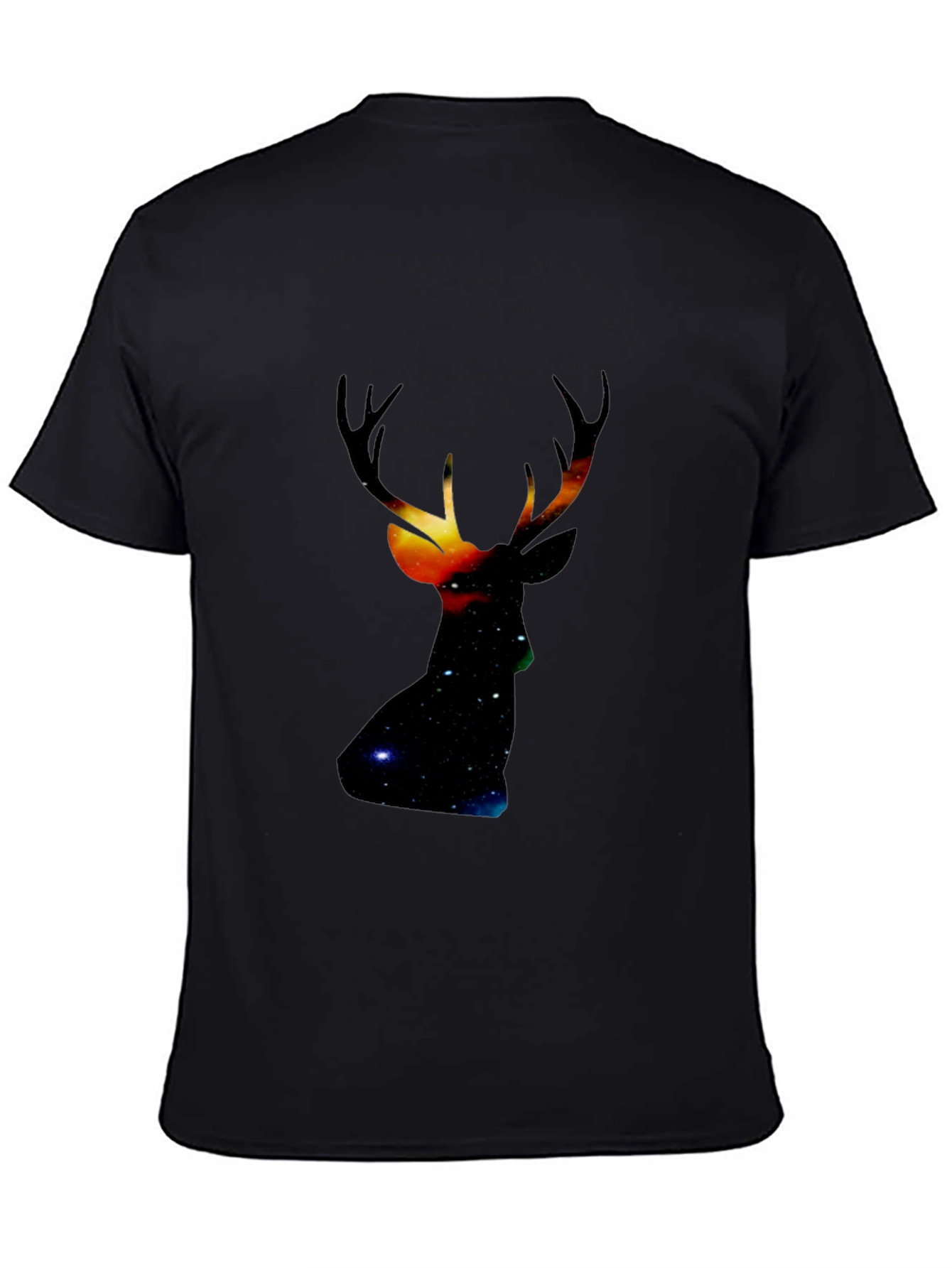 Black Galaxy Deer Head Black T-Shirt view 4