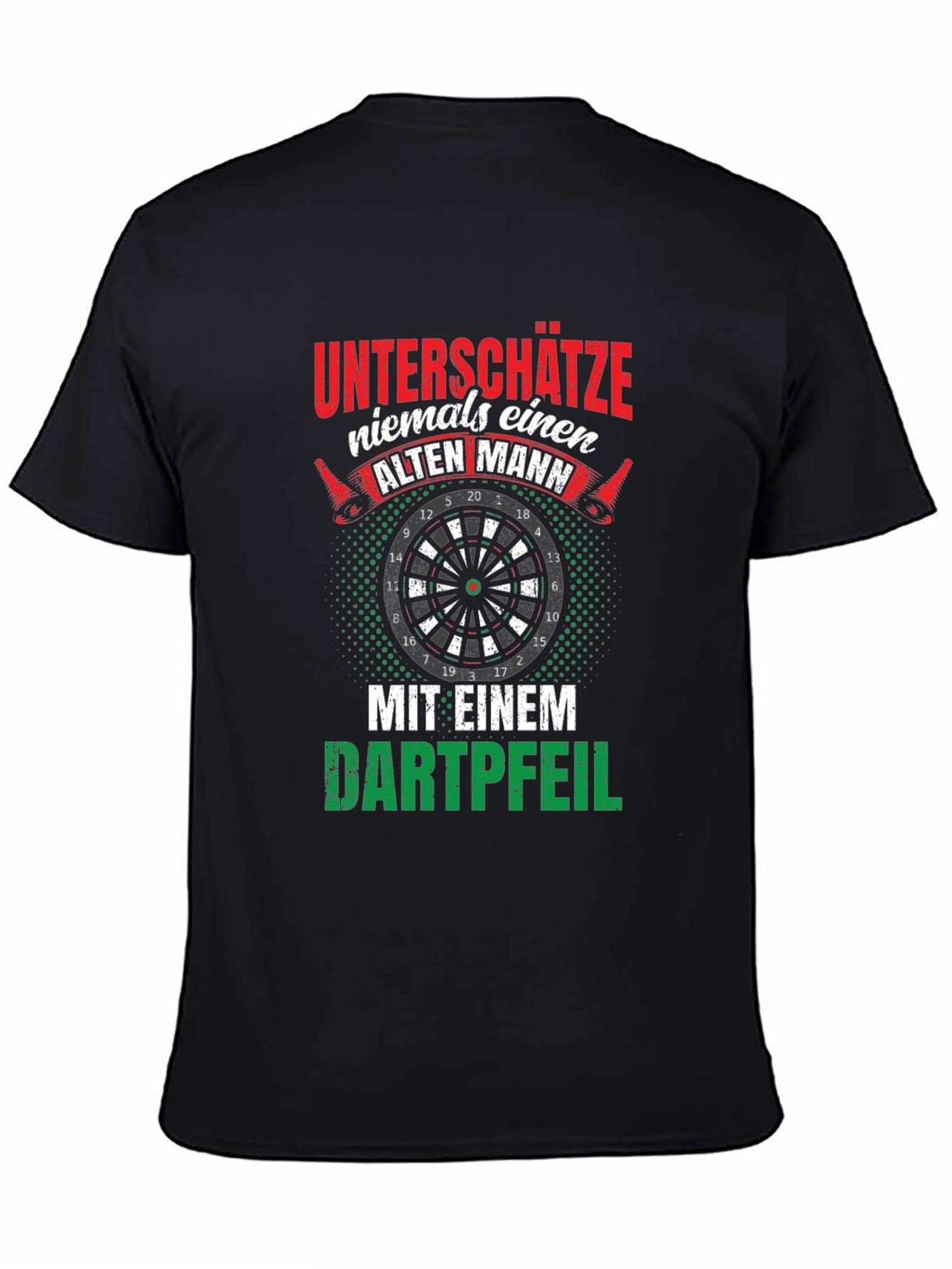 Black Funny Dart Player T-Shirt: Never Underestimate an Old Man view 4