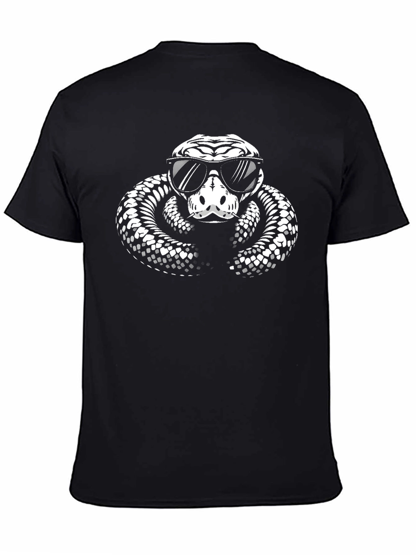 Black Cool Snake Graphic Tee - Black Cotton T-Shirt view 4