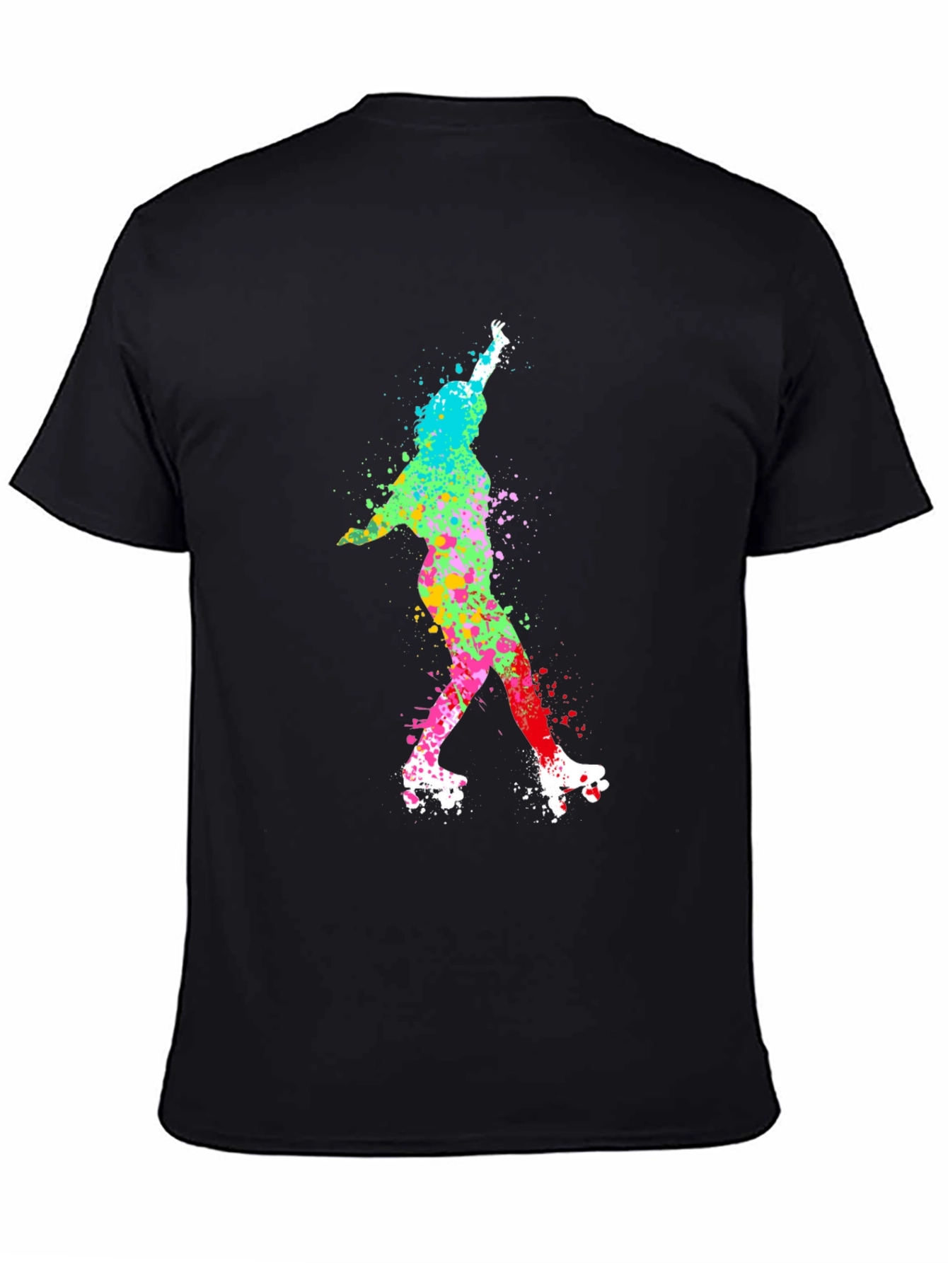 Black Colorful Roller Skate T-Shirt view 4