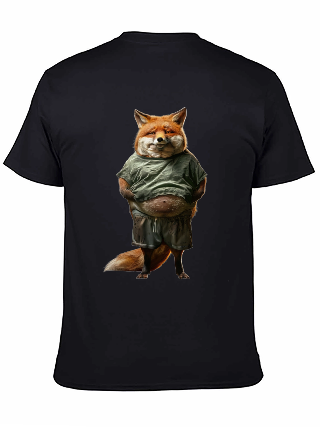 Black Funny Fox T-Shirt - Casual Animal Graphic Tee view 4
