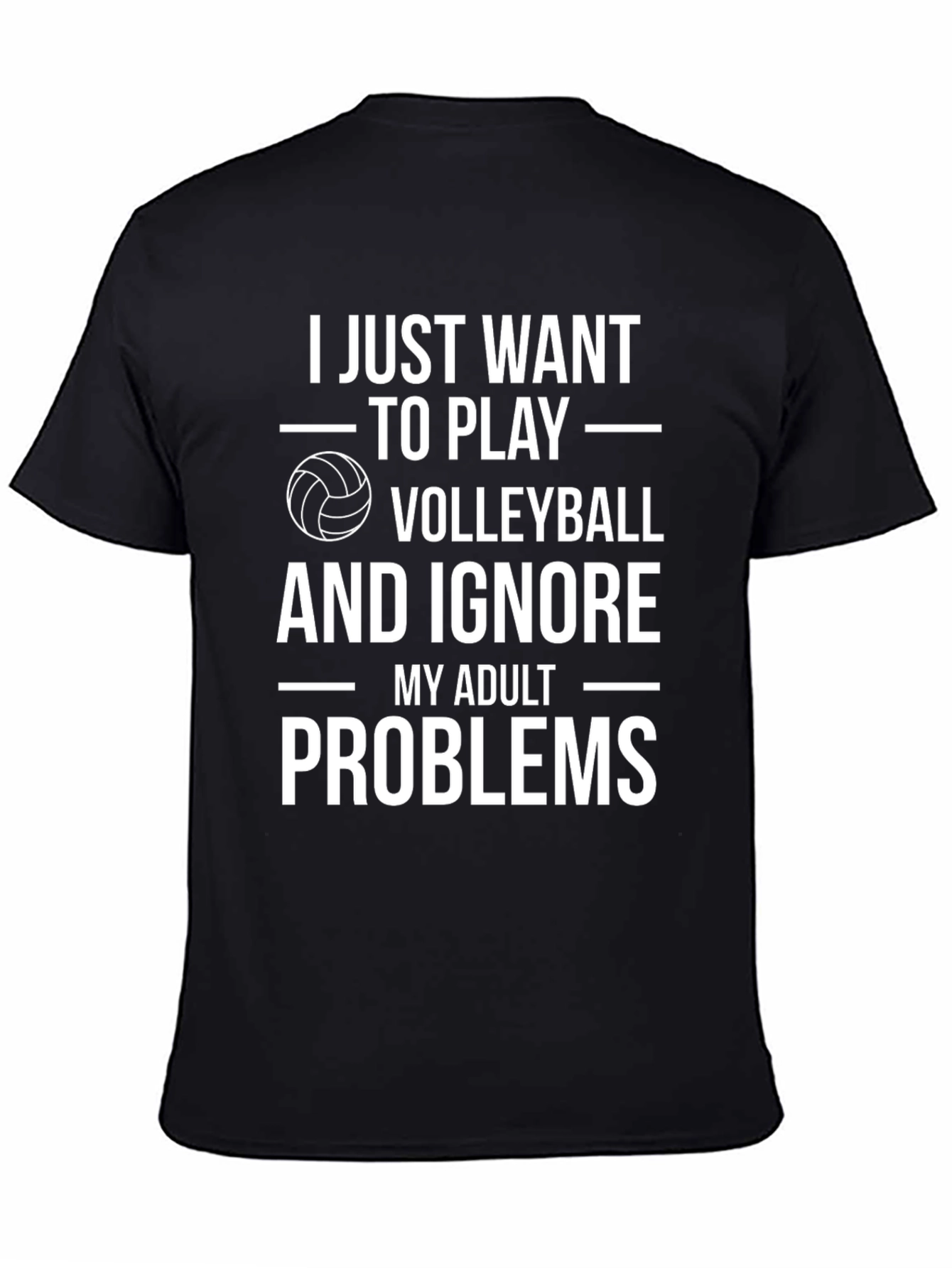 Black Volleyball Lover T-Shirt - Ignore Adult Problems Tee view 4