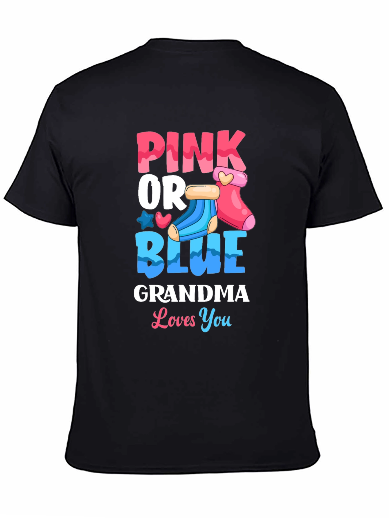 Black Pink or Blue Grandma Loves You Gender Reveal T-Shirt view 4