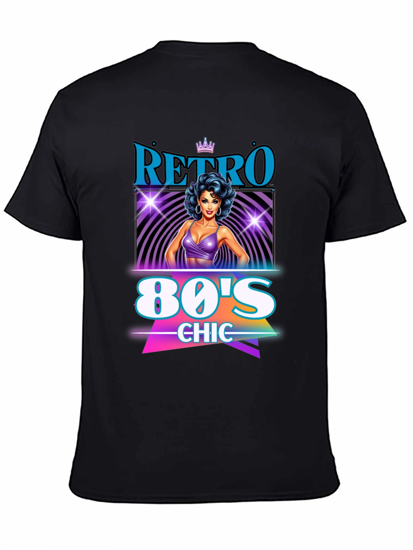 Black Retro 80's Chic Graphic Tee view 4
