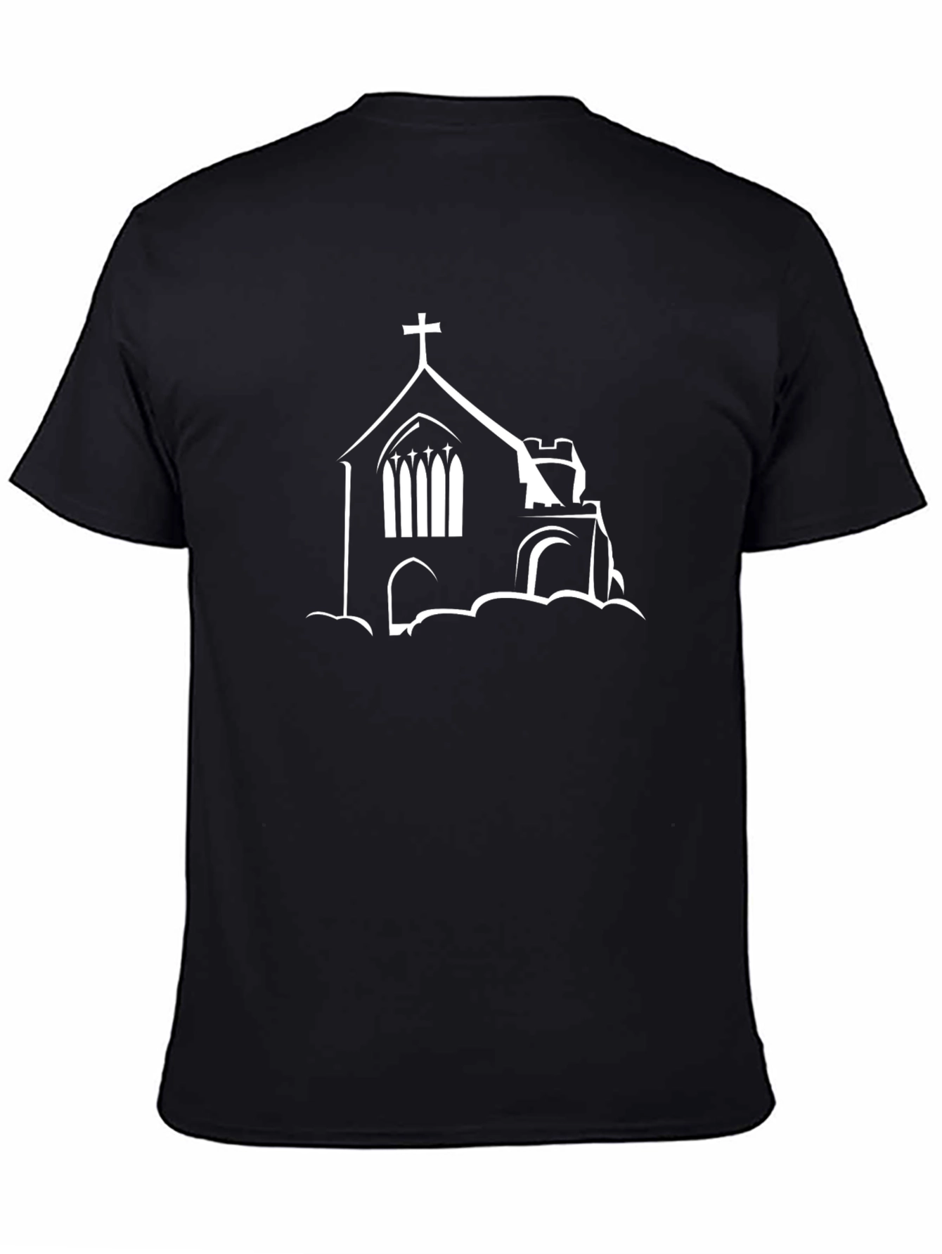 Black Church Graphic T-Shirt - Black Cotton Blend view 4