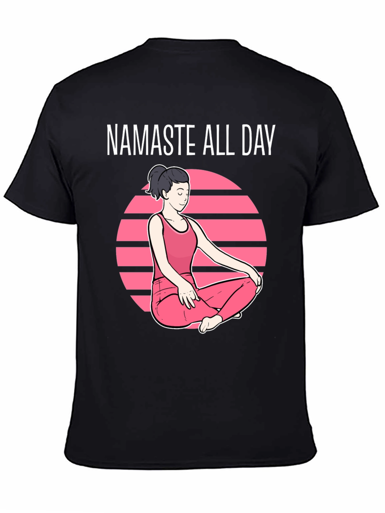 Black Namaste All Day Graphic T-Shirt - Yoga Design view 4
