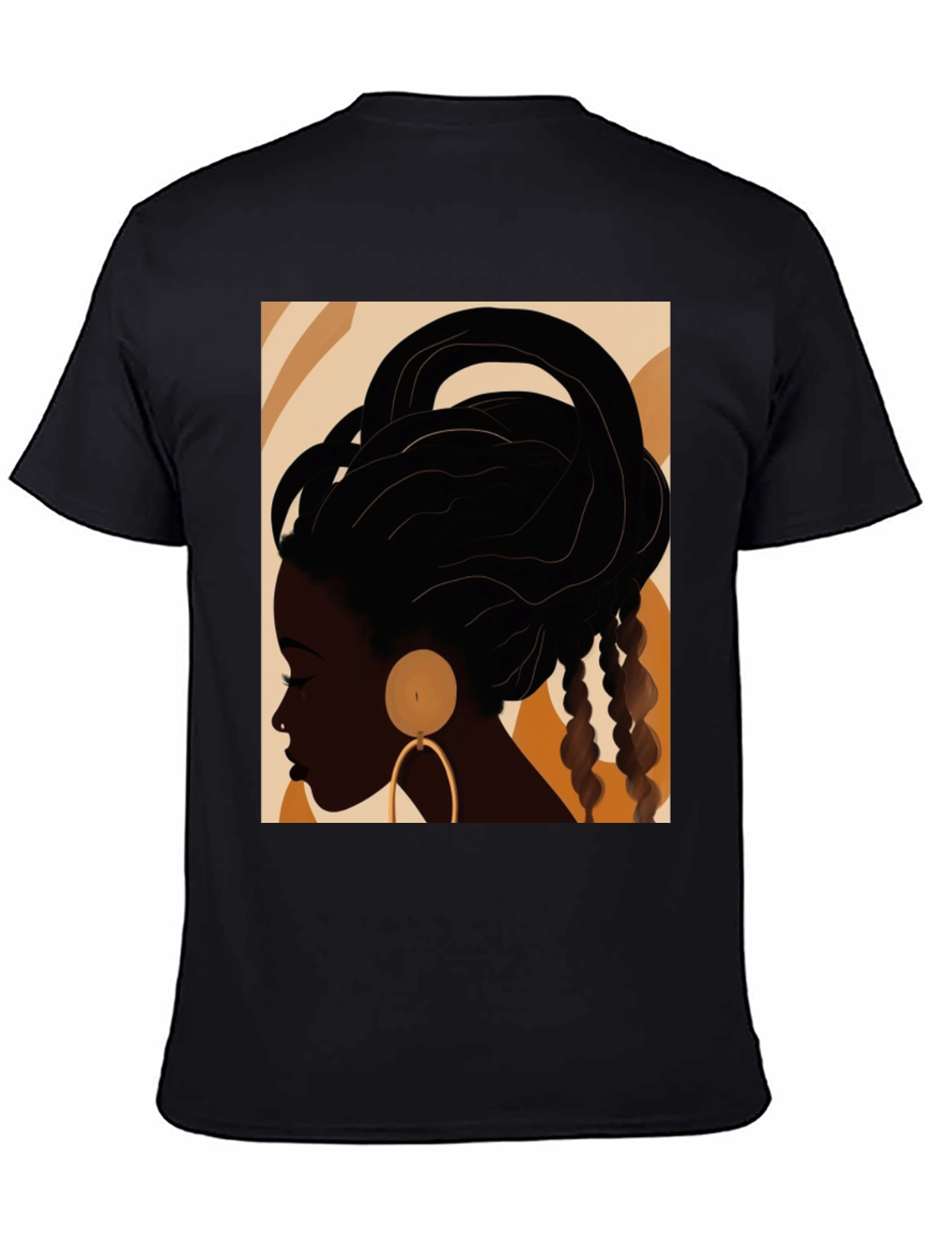 Black Stylish Afro Art Black T-Shirt view 4