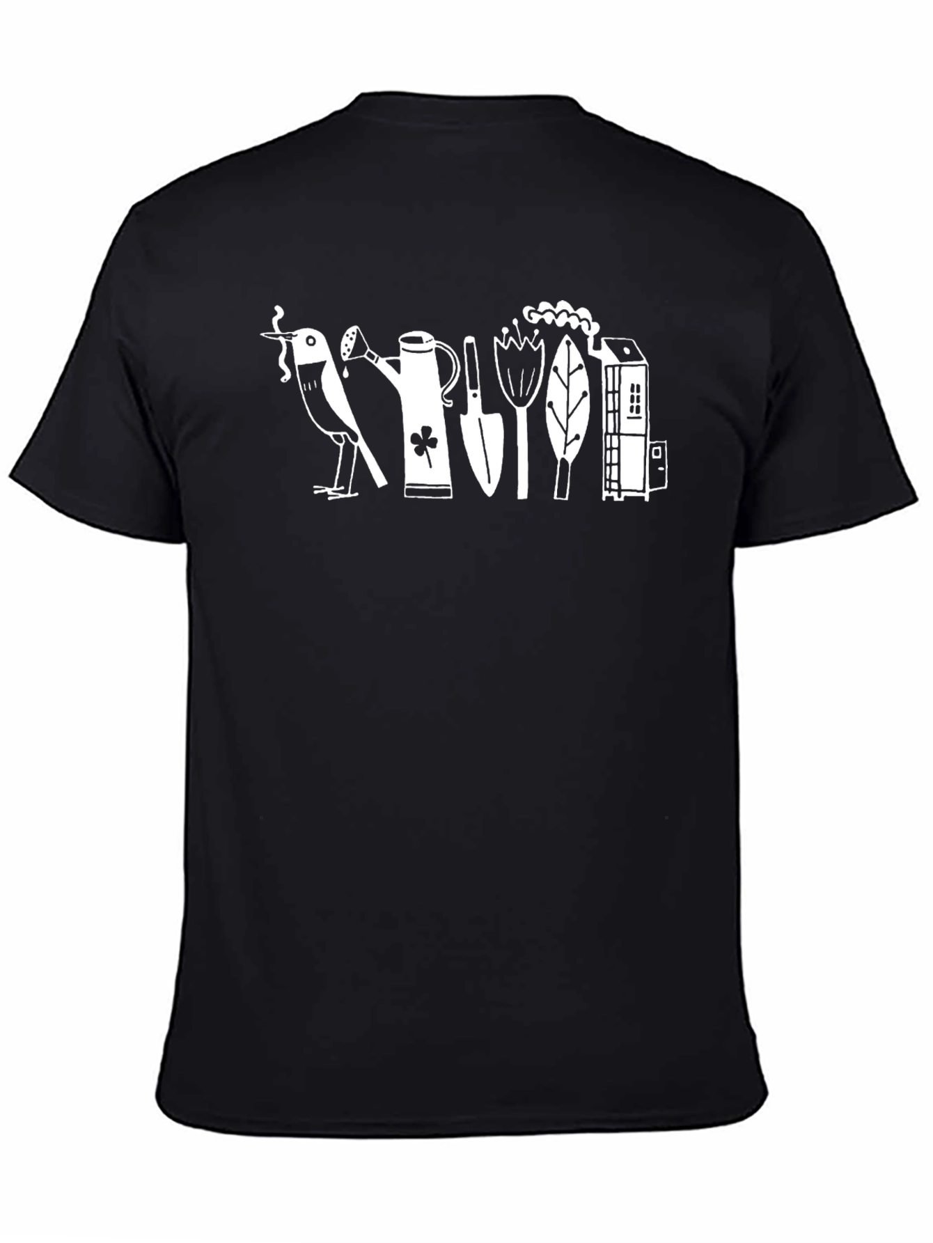 Black Whimsical Gardening T-Shirt - Black view 4