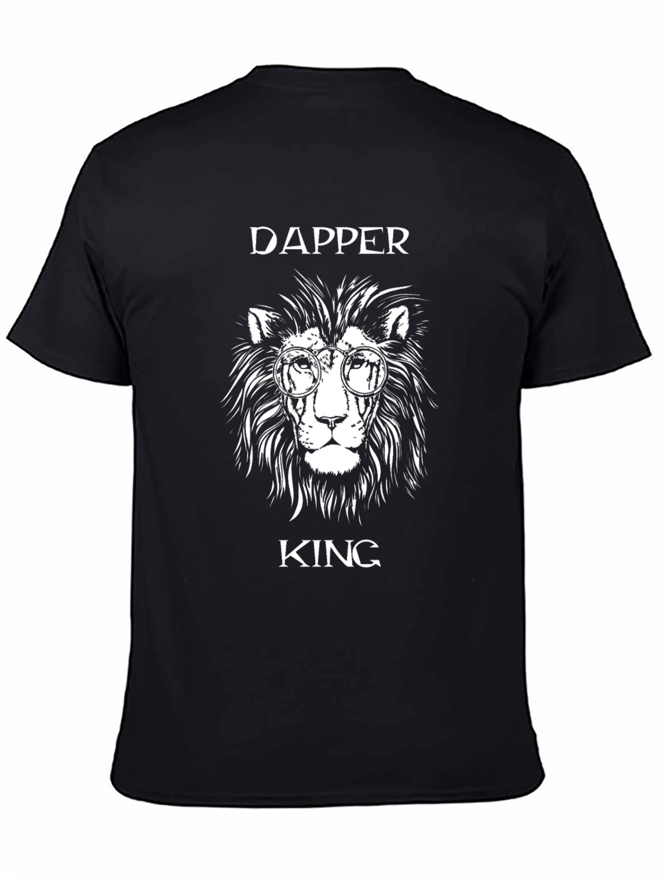 Black Dapper King Lion Graphic Tee - Trendy Men's Black T-Shirt view 4