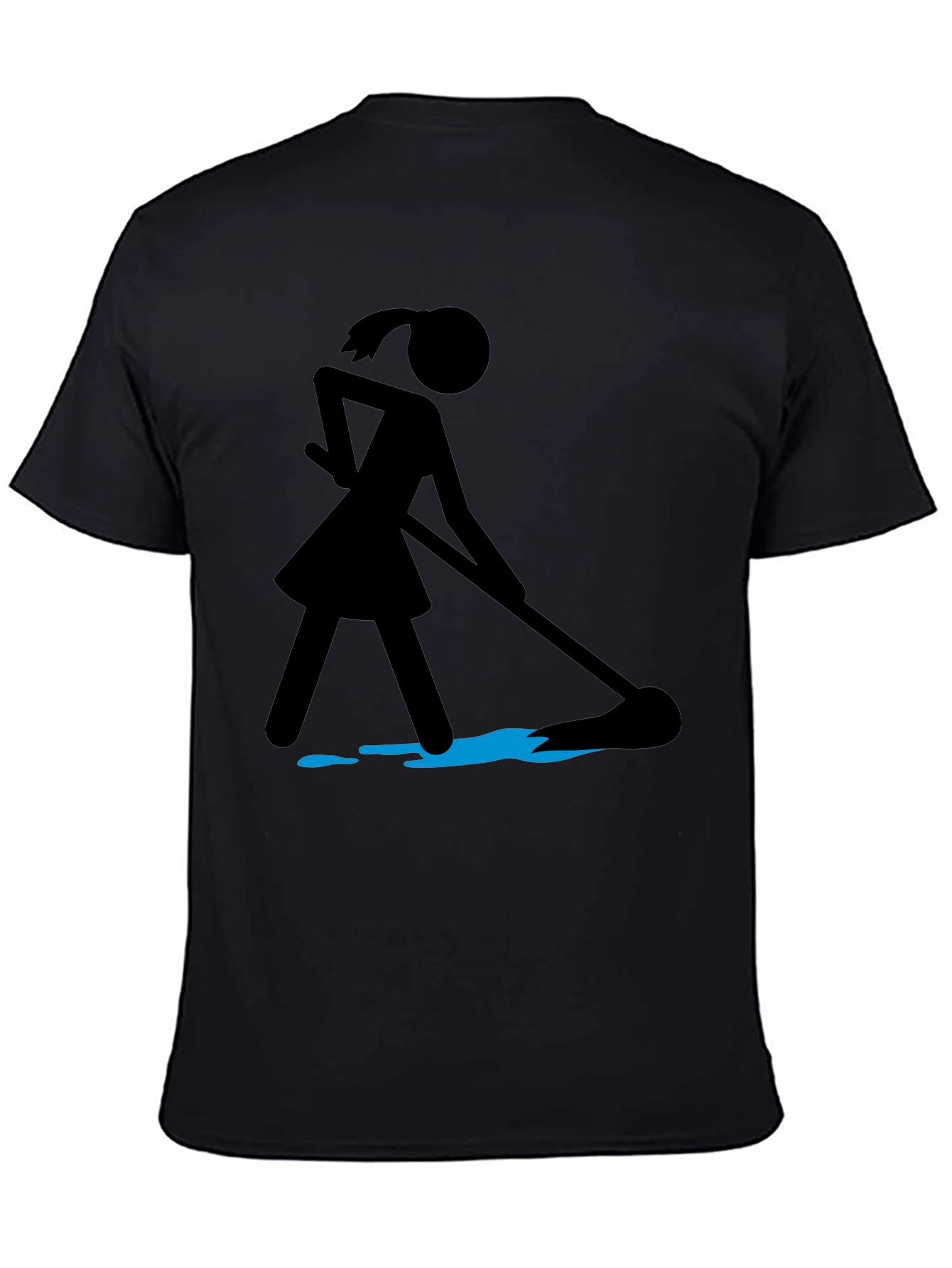 Black Funny House Cleaning Shirt - Stick Figure Mop view 4