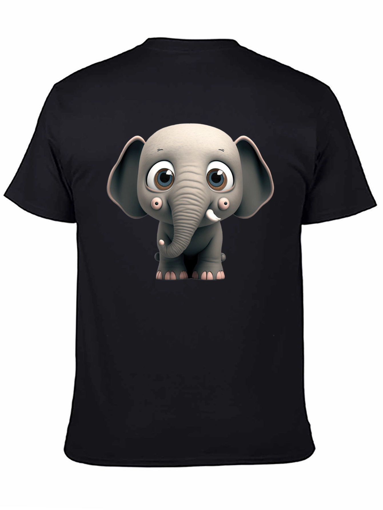 Black Cute Cartoon Elephant Graphic Tee view 4