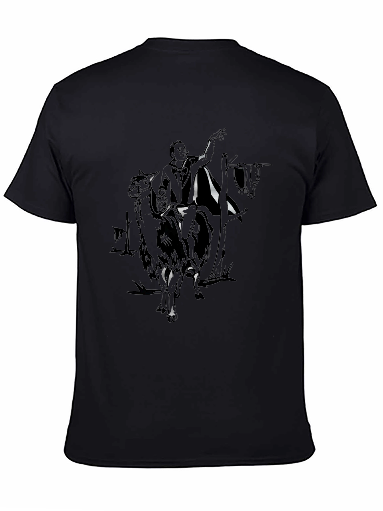 Black Salvador Dali Llama Black T-Shirt view 4