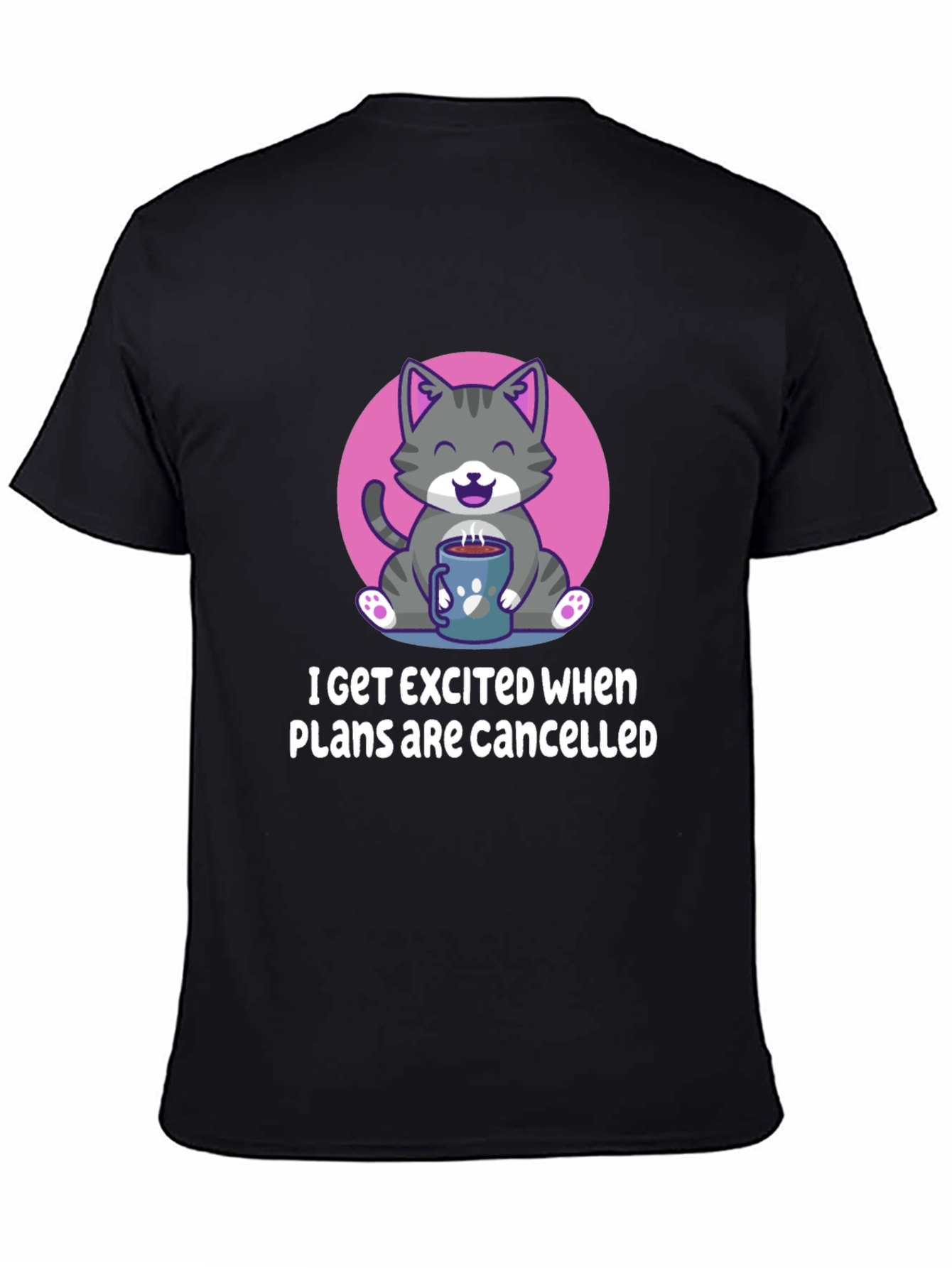 Black Funny Cat Coffee T-Shirt - Cancelled Plans Graphic Tee view 4