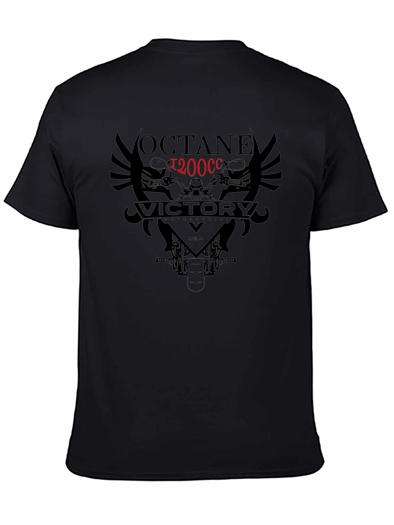 Black Octane 1200cc Victory Motorcycle Graphic Tee view 4