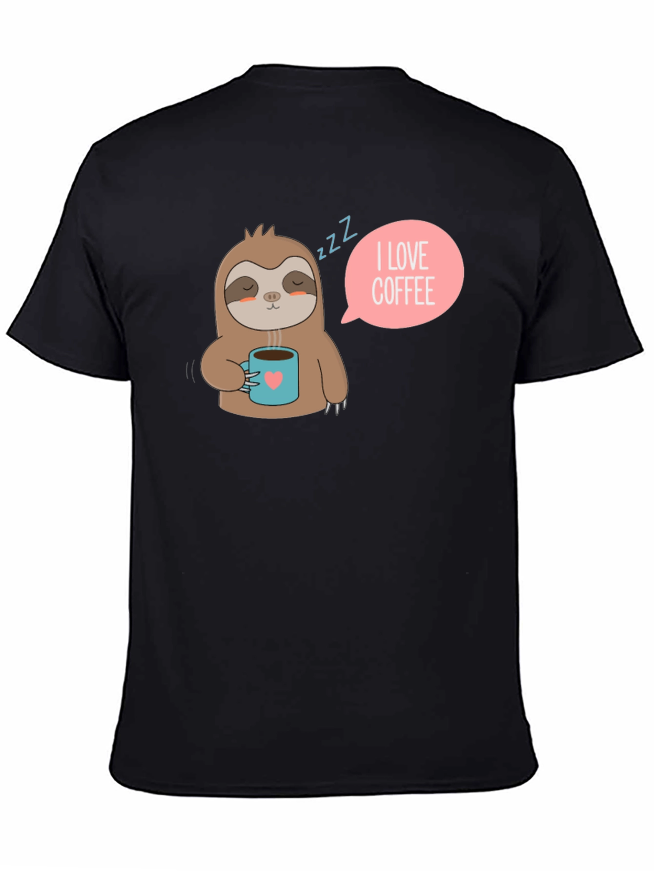 Black I Love Coffee Sloth Tee - Unisex Soft Cotton view 4