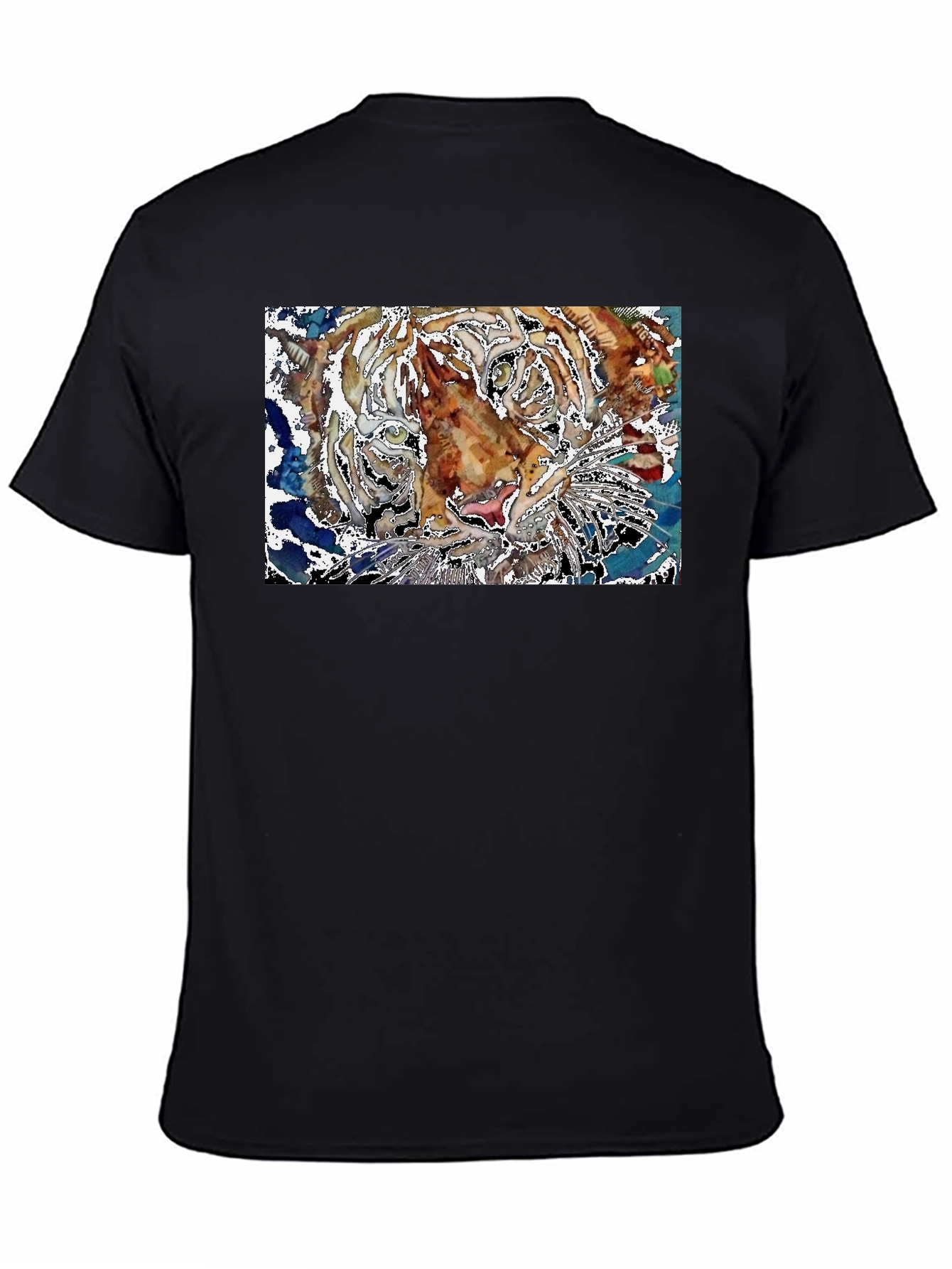 Black Abstract Tiger Graphic Black T-Shirt view 4