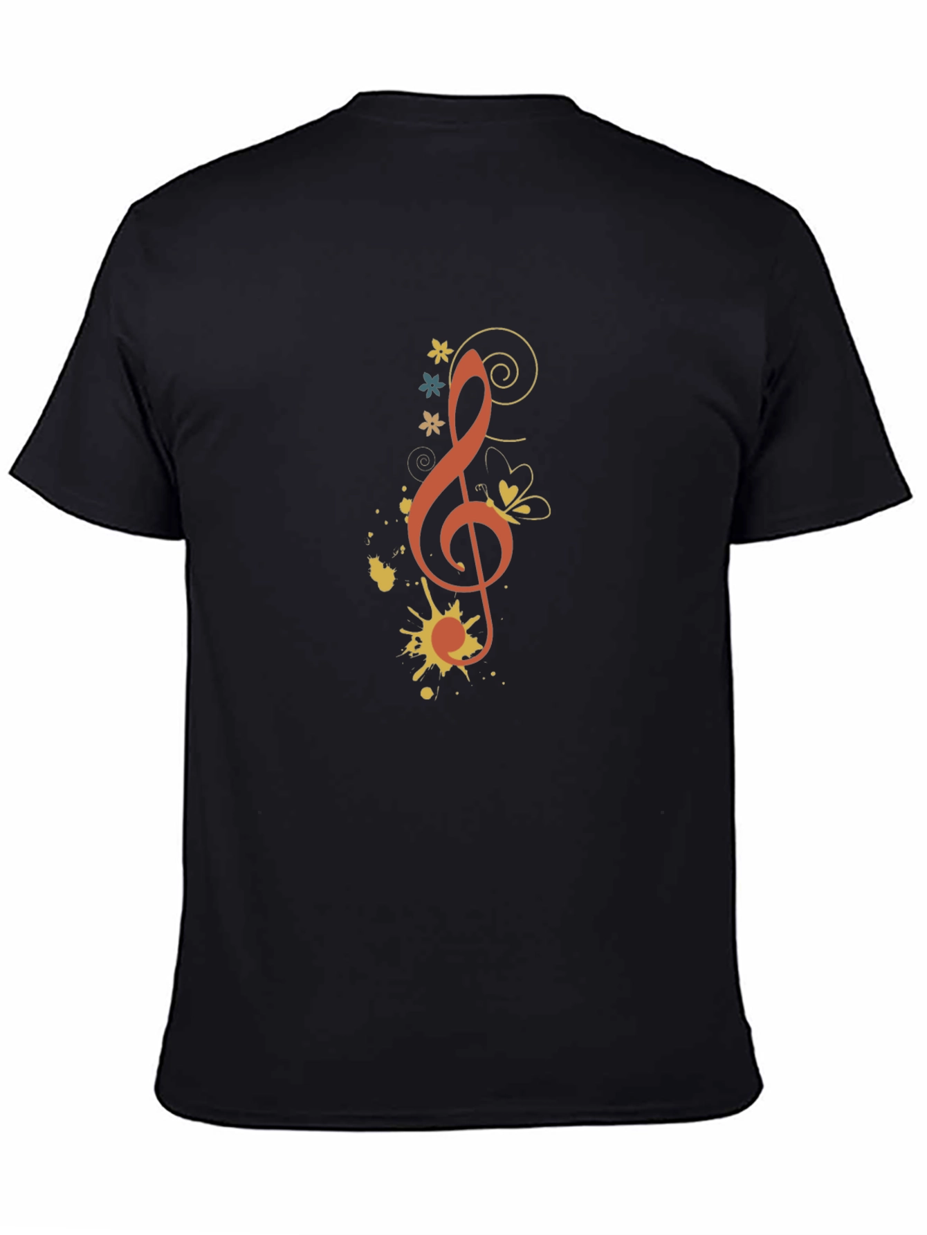 Black Musical Treble Clef Graphic Tee - Black view 4