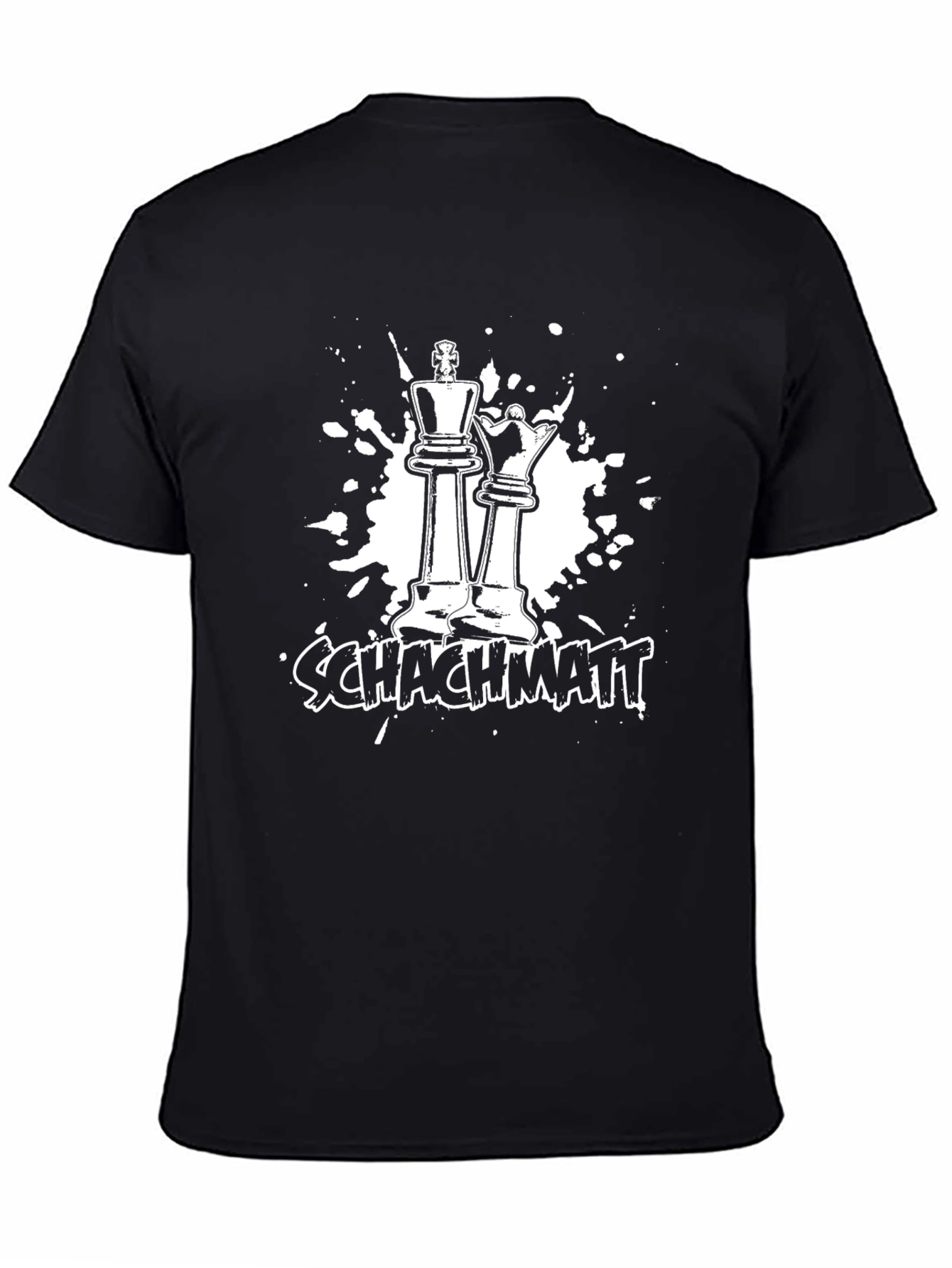 Black Chess King & Queen T-Shirt - Schachmatt Design view 4