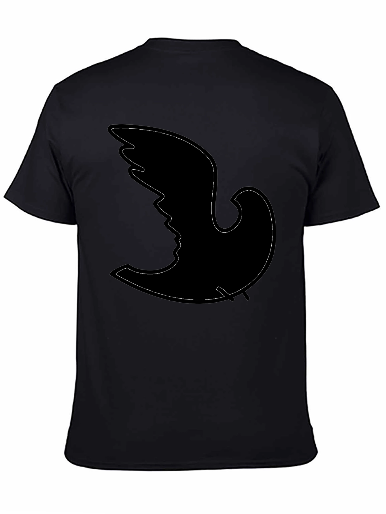 Black Abstract Bird Silhouette Black T-Shirt view 4