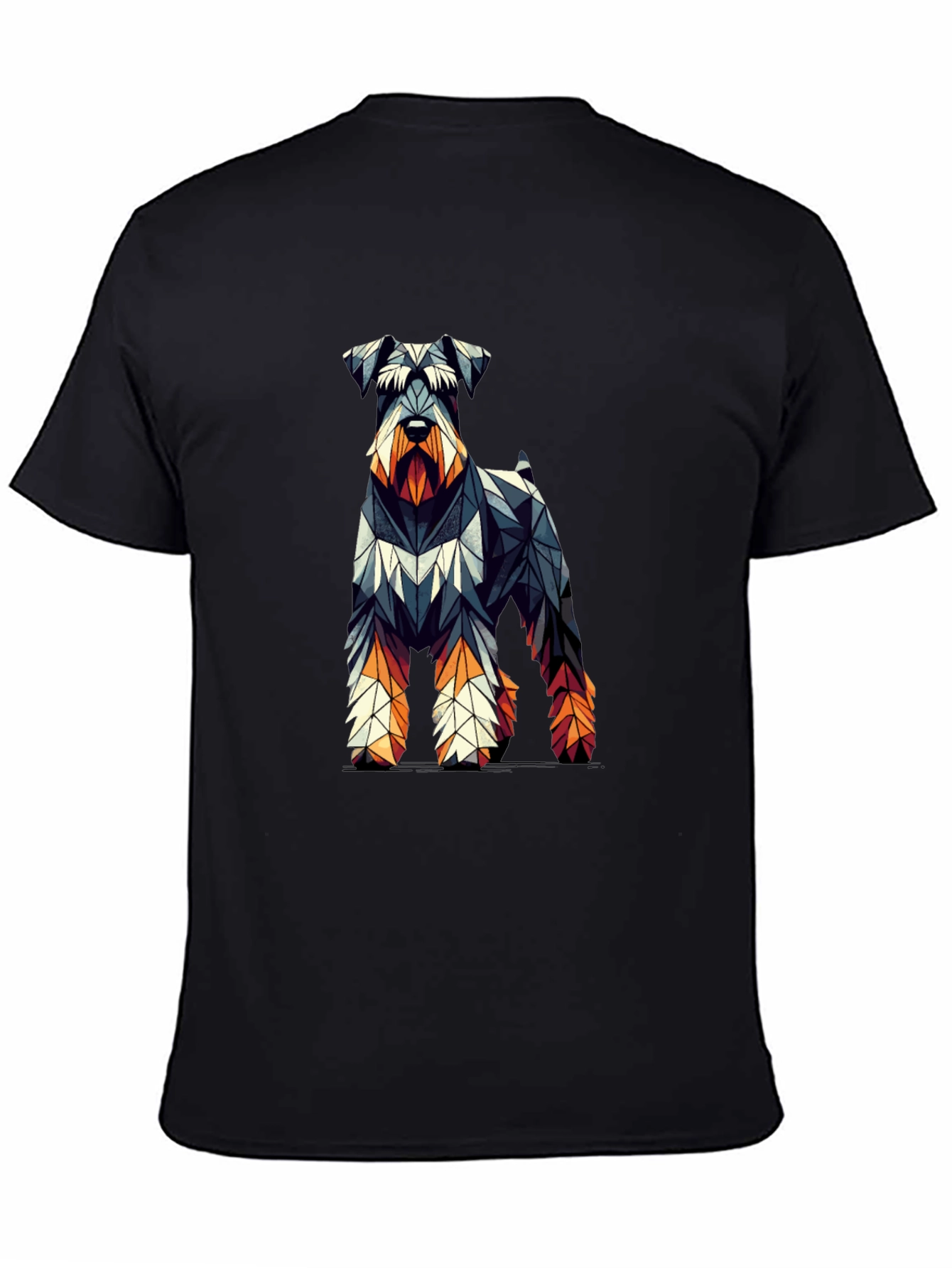 Black Geometric Dog Print Black T-Shirt view 4