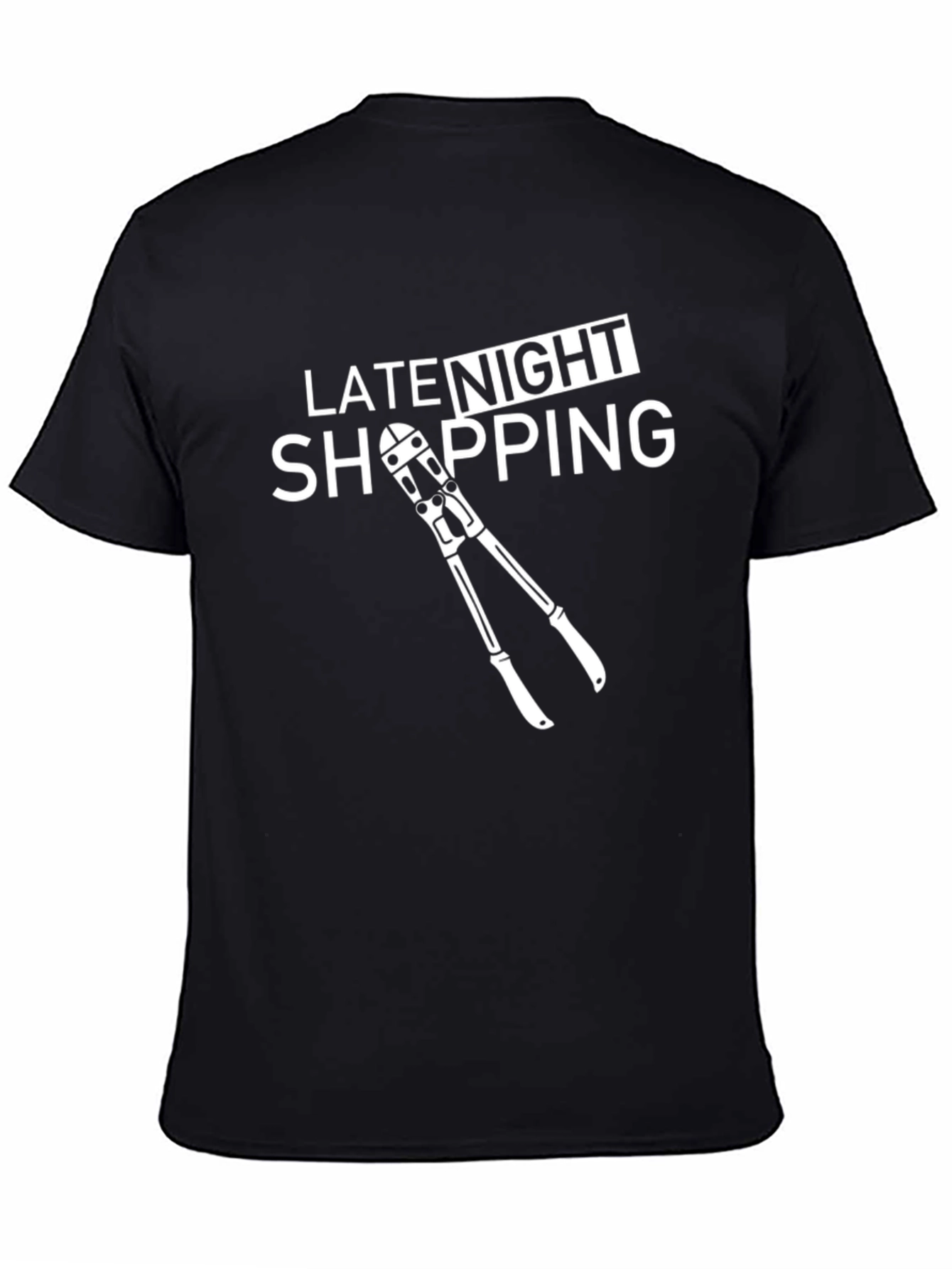 Black Late Night Shopping T-Shirt - Funny Graphic Tee view 4